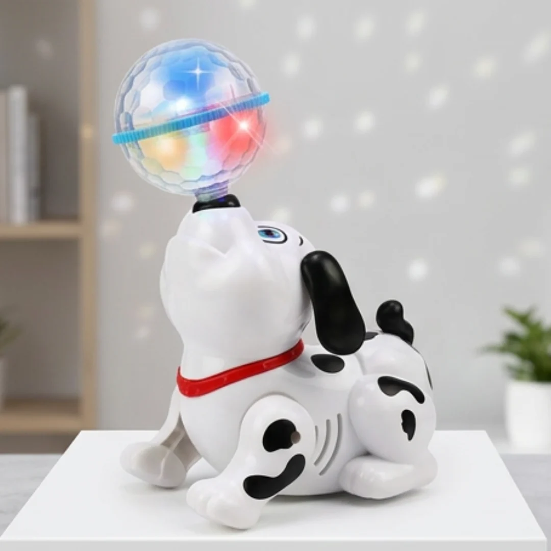 Musical Dancing Dog with Rotating LED Disco Ball – Flashing Lights & Music Puppy Toy