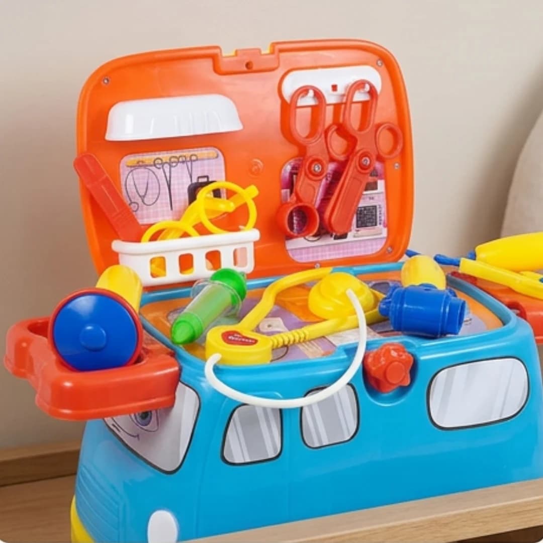 Kids Doctor Set – Mini Bus Ride On Doctor Play Set, 2 in 1, 16 Pc