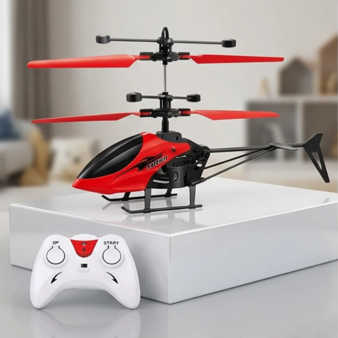 Kids RC Helicopter – USB Rechargeable Flying Toy with Remote Control, Hand Induction & 3D Lights