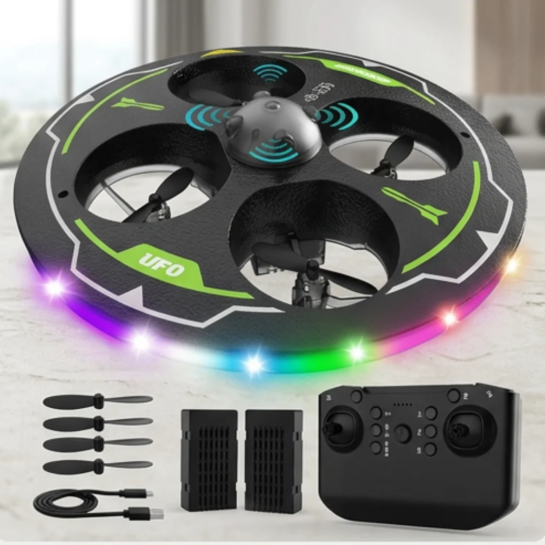 360° Stunt Flying Drone Aircraft Toy with Remote Control, USB Charging & LED Lights