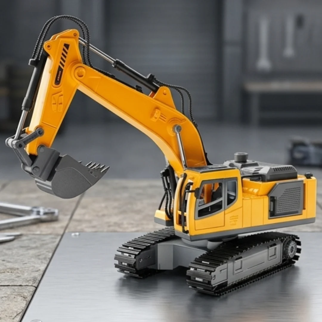 RC JCB Toy with Metal Attachments & Smoke – Remote Control Construction Vehicle