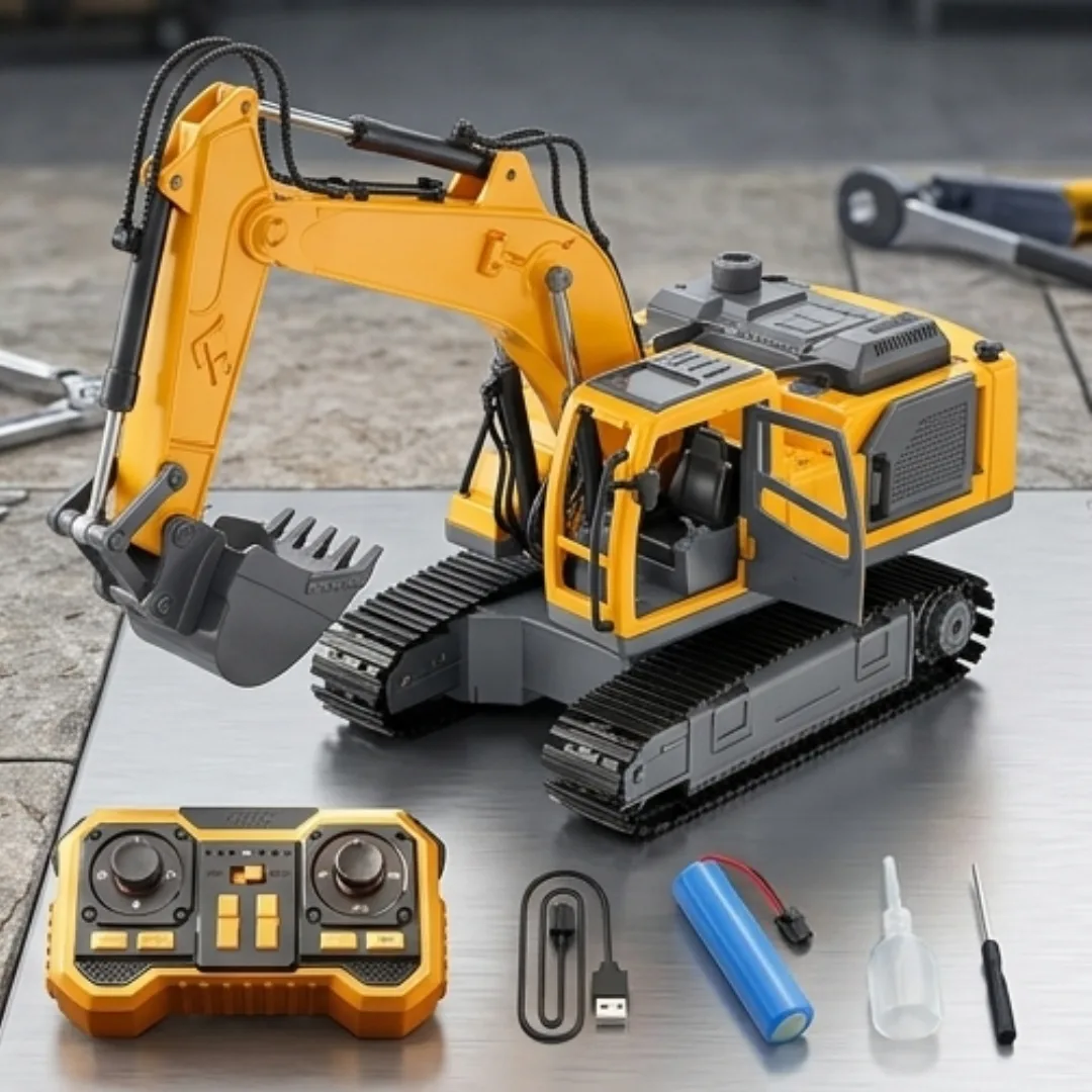 RC JCB Toy with Metal Attachments & Smoke – Remote Control Construction Vehicle – view 2