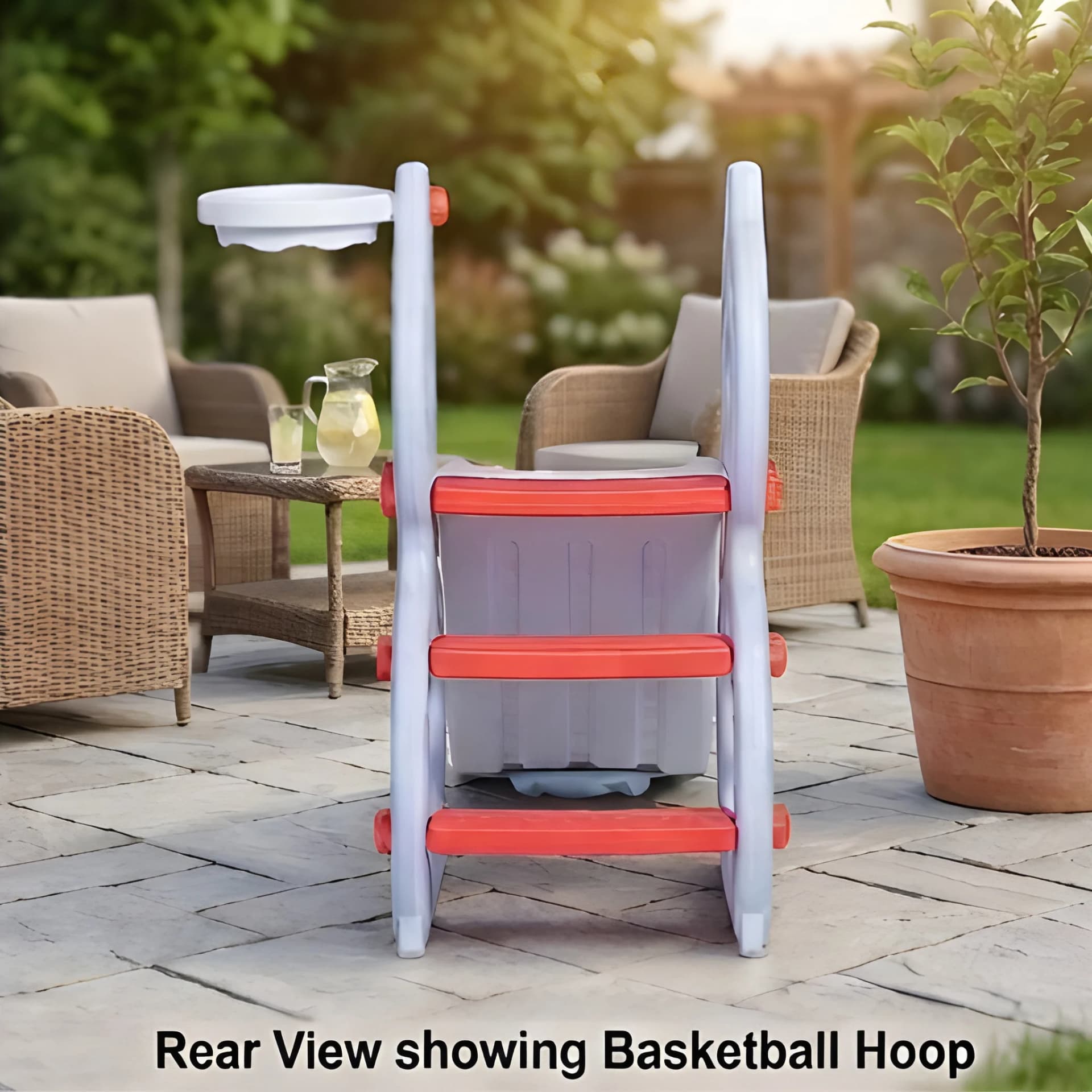 Octa Slide for Kids with Basketball Hoop – 3-Step Indoor & Outdoor Play Set – garden 3 step slide