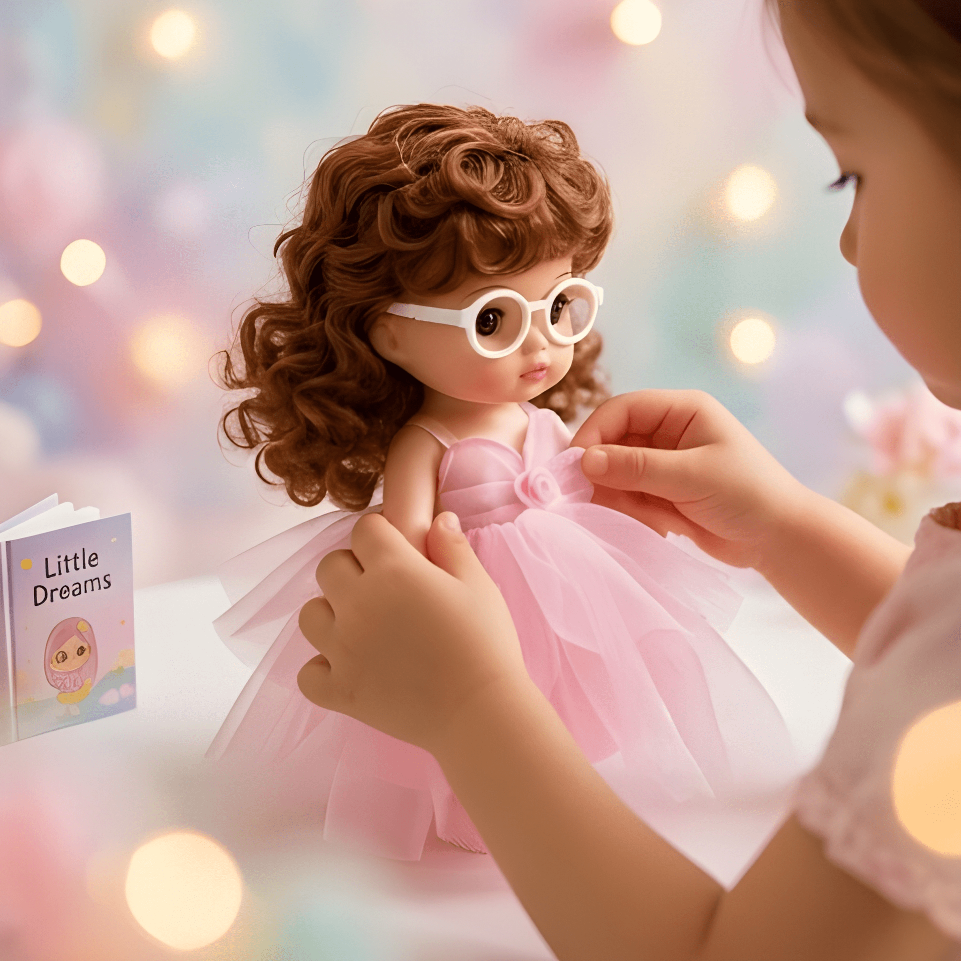 Curly Hair Doll with Glasses & Pink Tulle Dress | Cute Baby Doll Toy for Girls – view 2