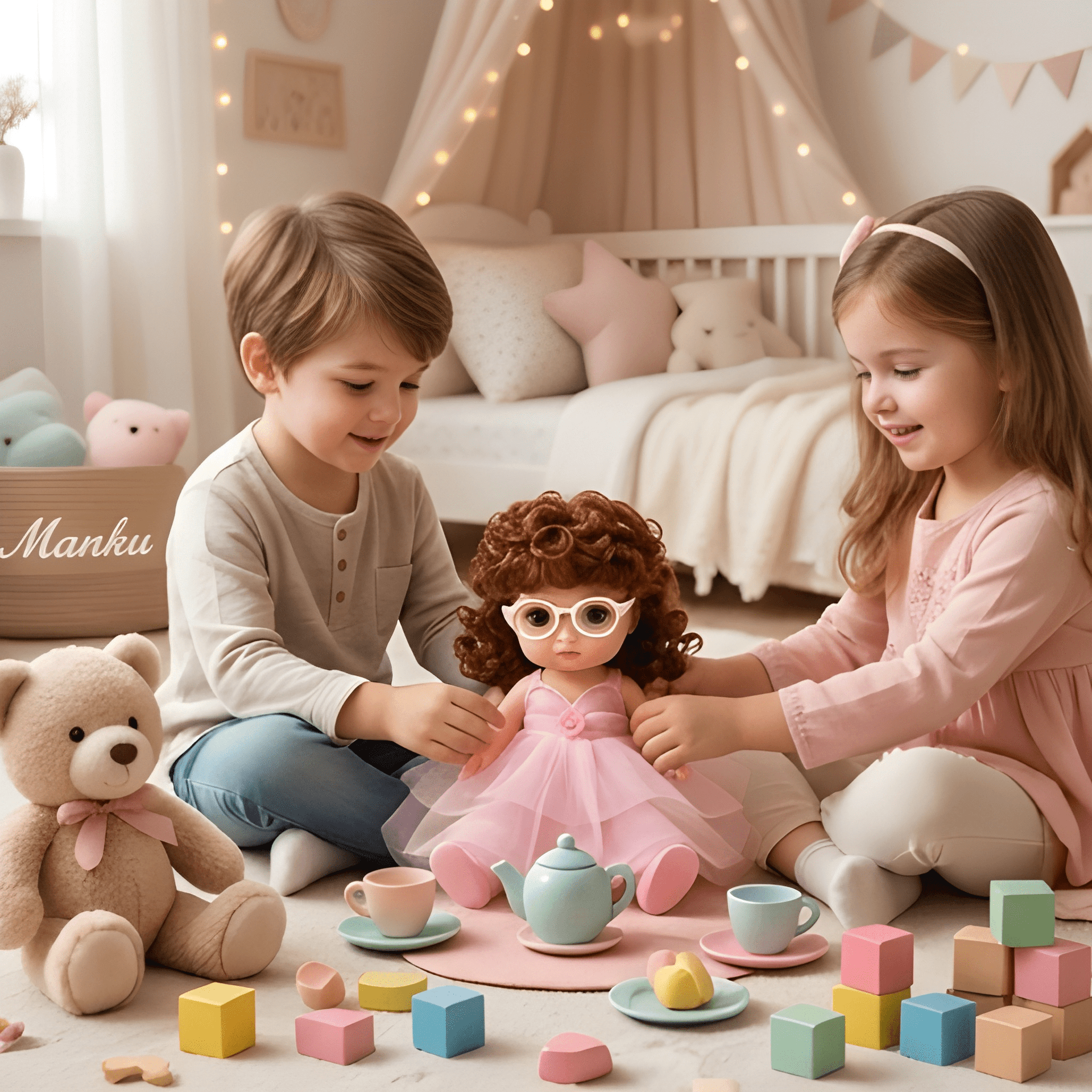 Curly Hair Doll with Glasses & Pink Tulle Dress | Cute Baby Doll Toy for Girls – view 3