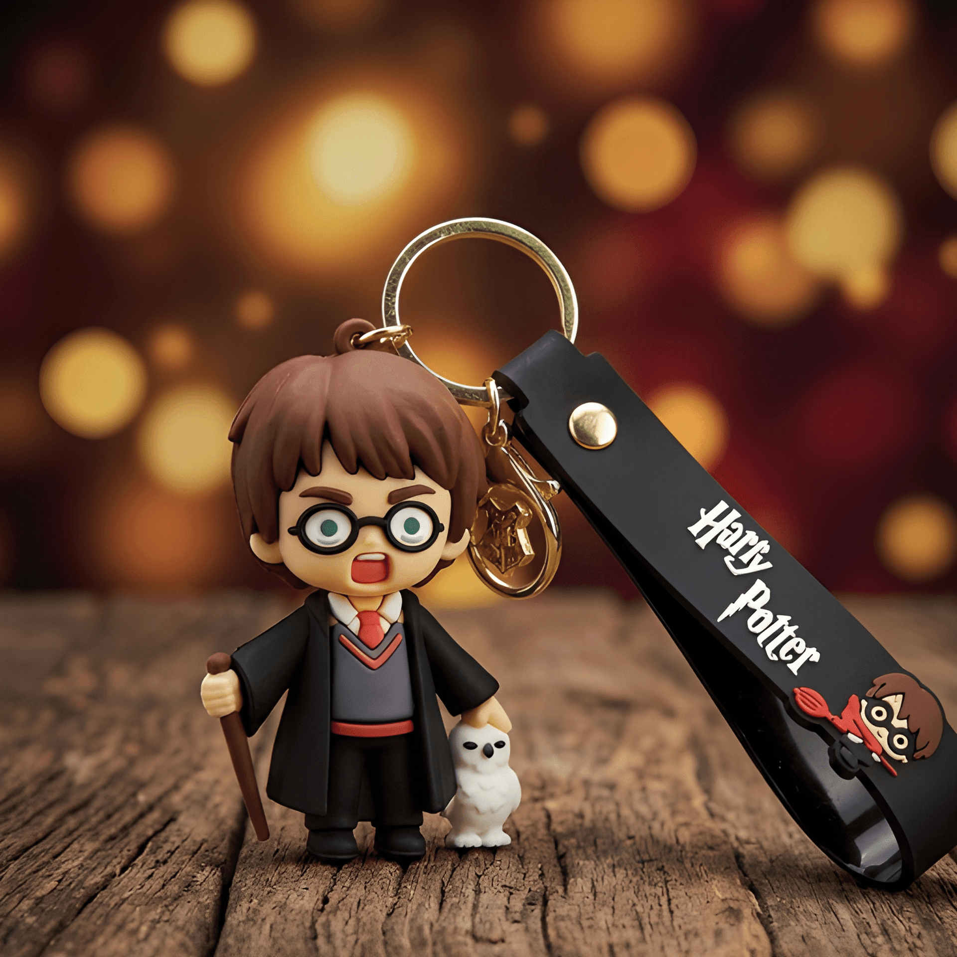 Harry Potter 3D Keychain with Owl & Wand