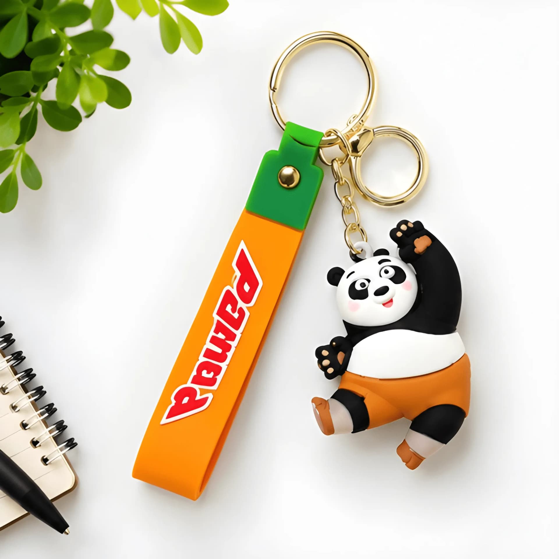 Cartoon Panda 3D Keychain with Strap