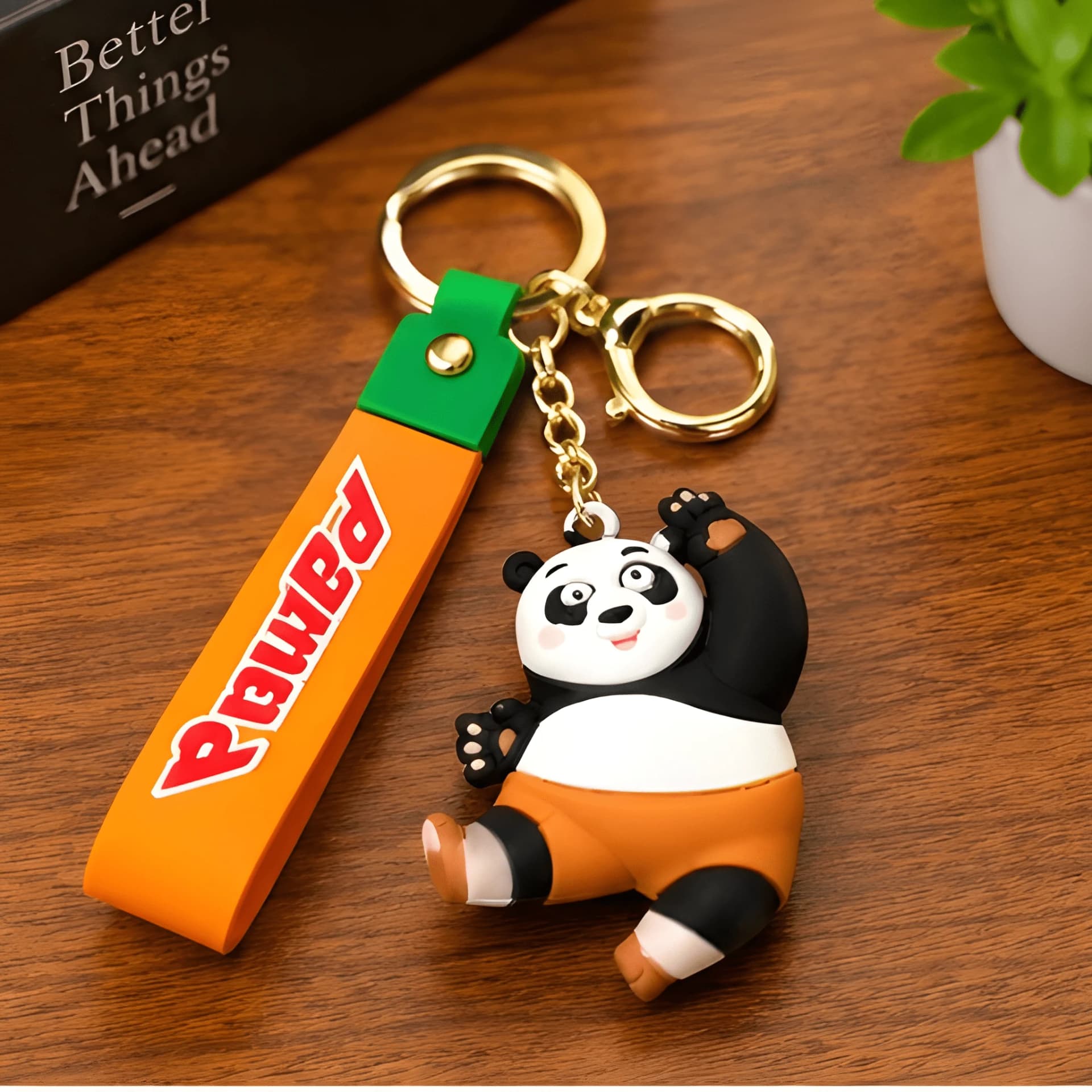Cartoon Panda 3D Keychain with Strap – 3d silicone keychain