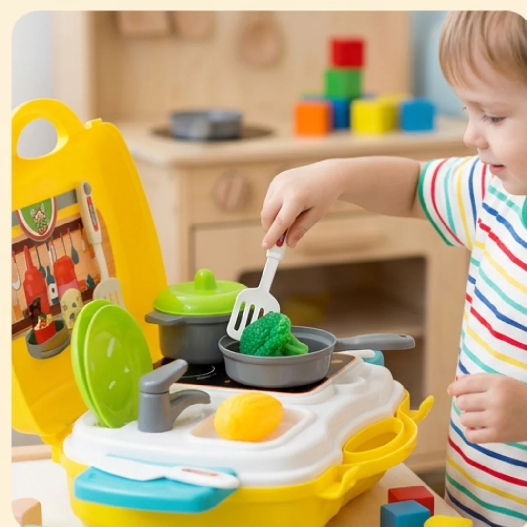Kitchen Play Set Suitcase Toy for Kids – carry case kitchen toy