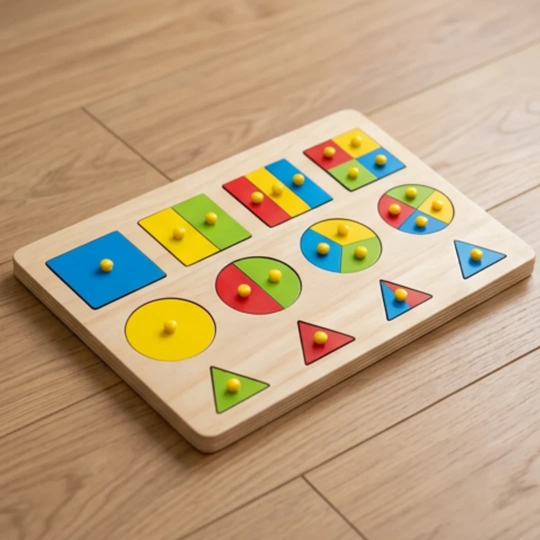 Kids Wooden Shape Fraction Learning Board – fraction learning toy
