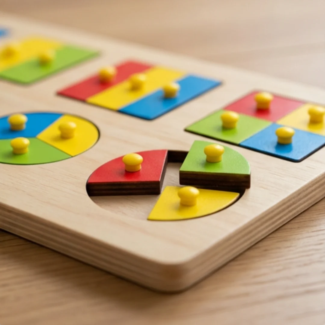 Kids Wooden Shape Fraction Learning Board – kids fraction learning board