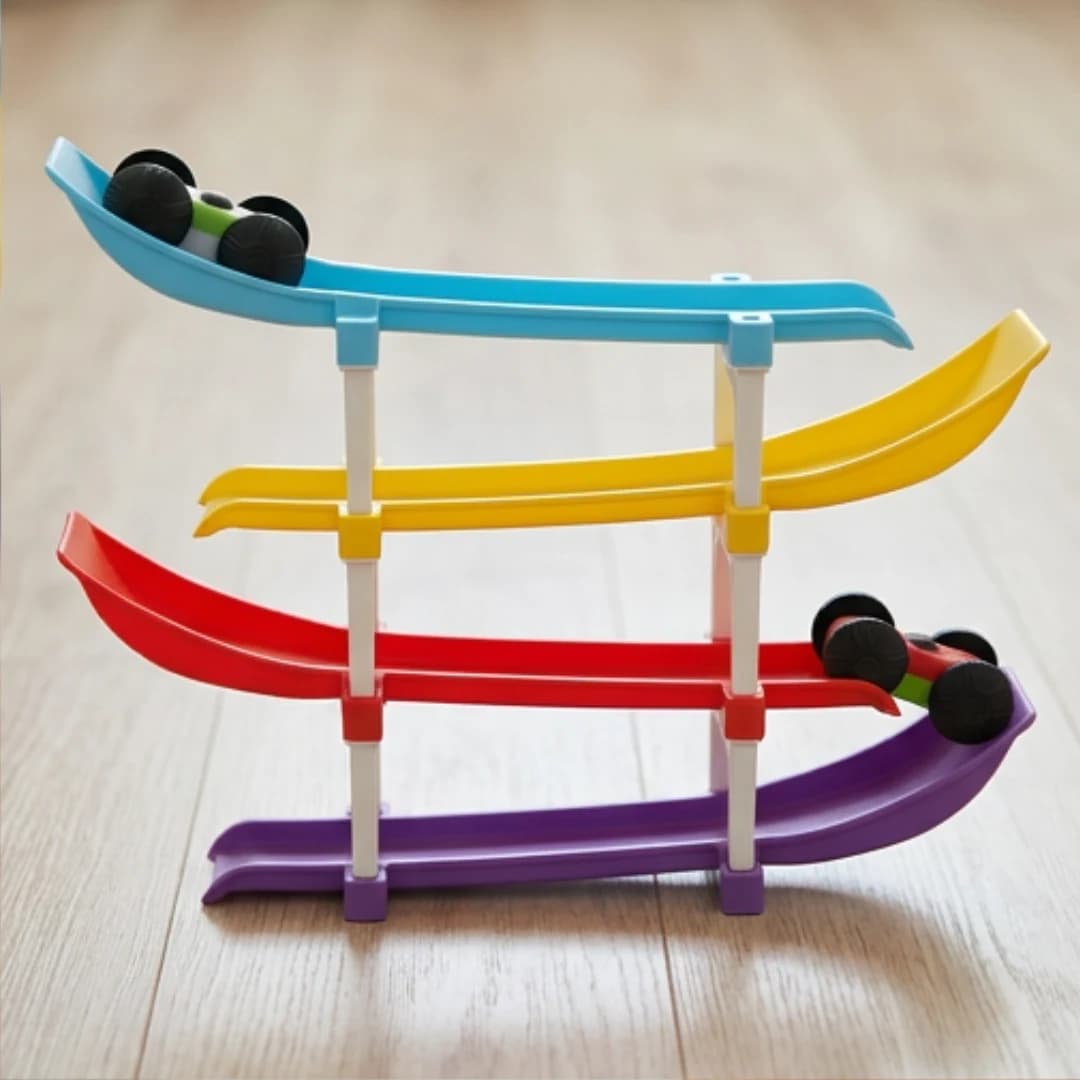 Ramp Racer Toy with 4 Cars and 4 Ramps – Race Track Toy for Toddlers