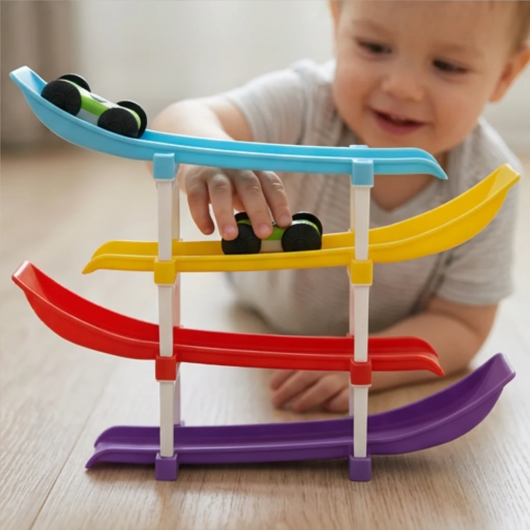 Ramp Racer Toy with 4 Cars and 4 Ramps – Race Track Toy for Toddlers – ramp racer toy with cars