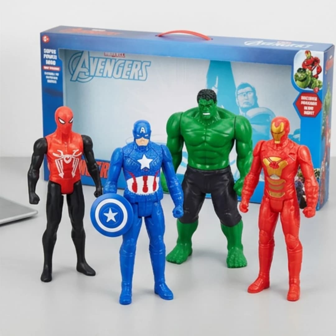 Avenger Super Hero Action Figure Set – Hulk, Captain America, Iron Man & Spider-Man – mini avenger action hero set