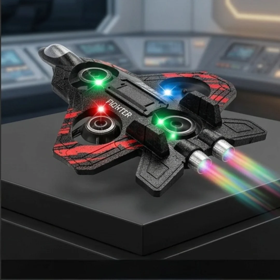 RC Flying Drone Plane – Remote Control Fighter Jet with LED Lights, 360° Flip Stunt, Hover Mode & Rechargeable Battery – rc drone fighter