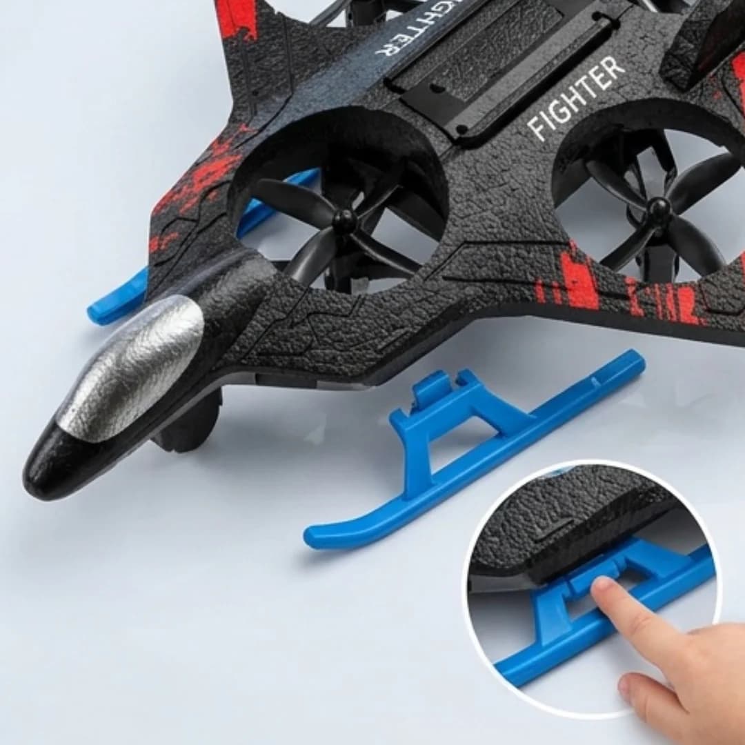 RC Flying Drone Plane – Remote Control Fighter Jet with LED Lights, 360° Flip Stunt, Hover Mode & Rechargeable Battery – fighter jet drone