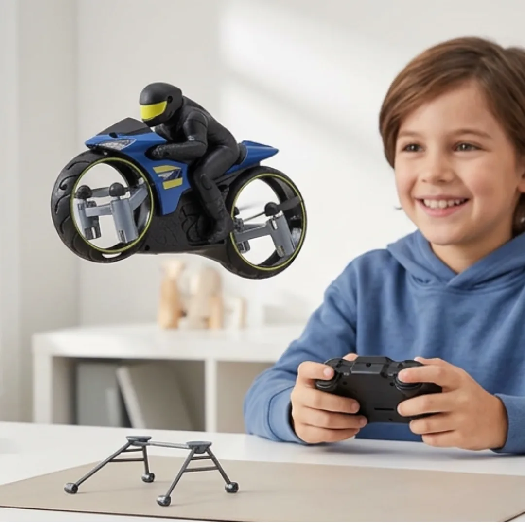 RC Flying Motorcycle – Land & Air Dual Mode Remote Control Stunt Bike Toy, Flying Drone Bike – flying and racing bike toy
