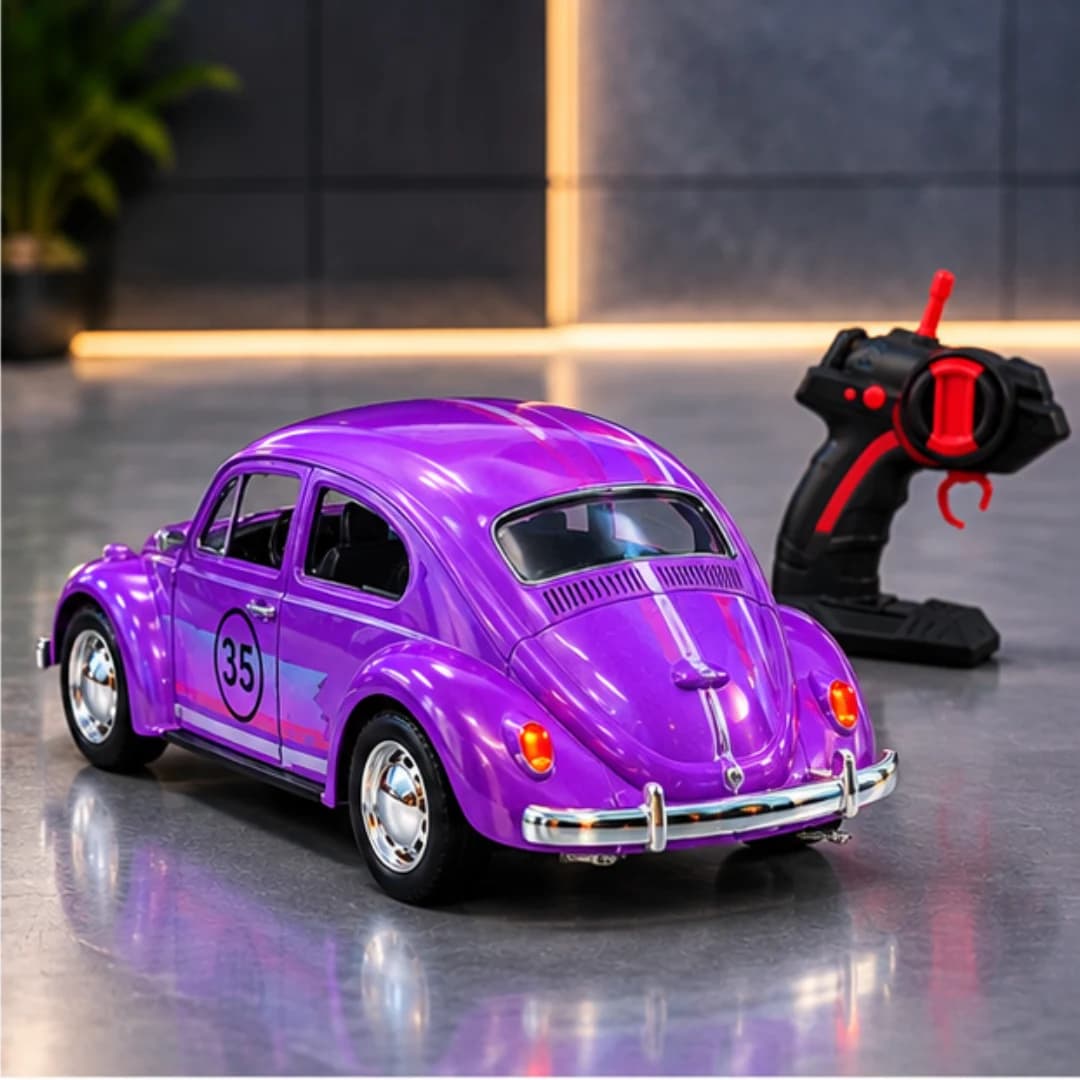 Beetle Classic RC Car with Metallic Body, LED Lights, Music & Remote Control – metallic body remote control classic car
