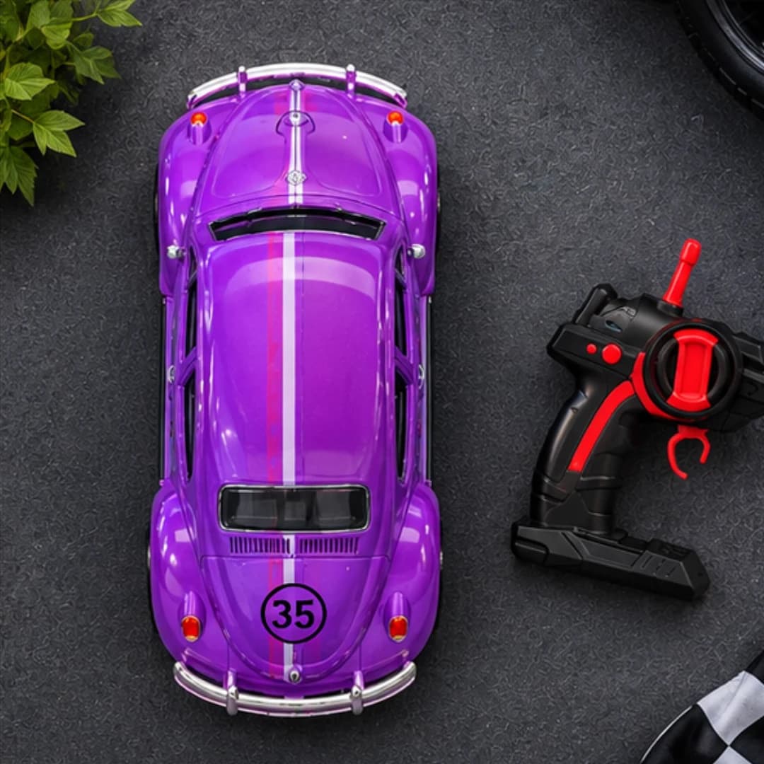 Beetle Classic RC Car with Metallic Body, LED Lights, Music & Remote Control – kids remote control car