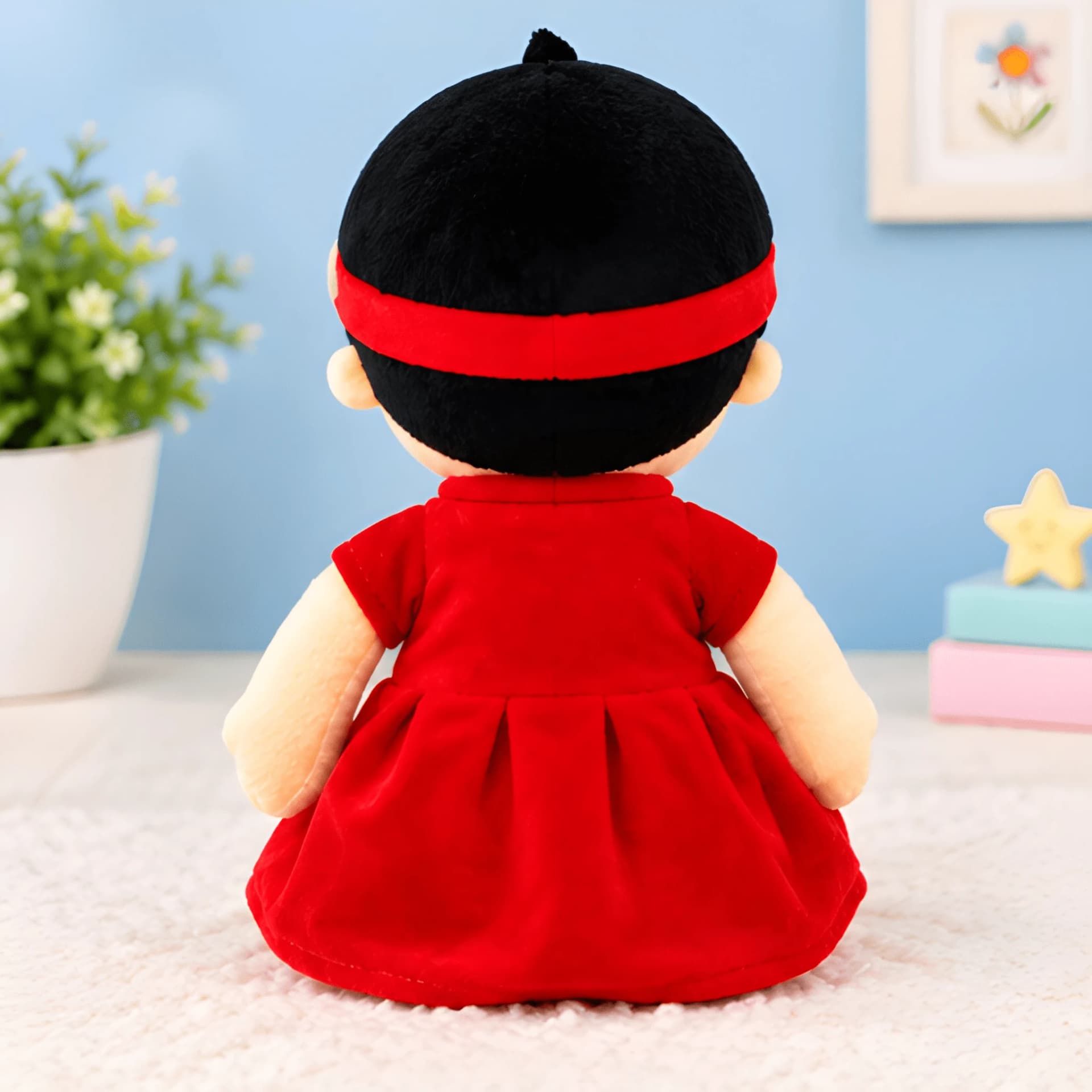 19 Inch Girl Doll – Soft Plush Toy with Cute Red Dress – doll for girls