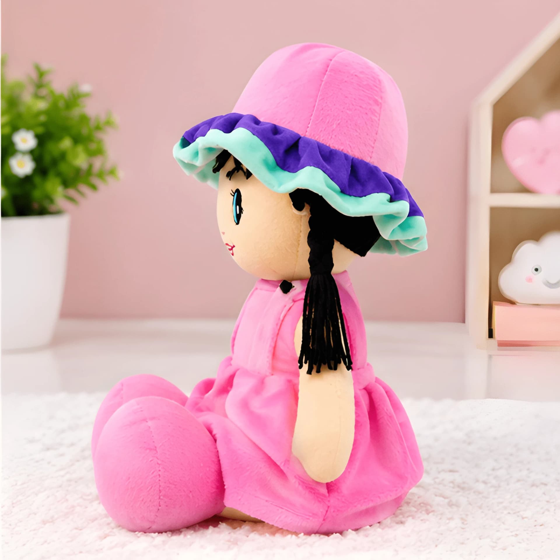 Pink Dress Girl Doll – Soft Plush Toy for Kids | 19 Inch – doll gift for girls