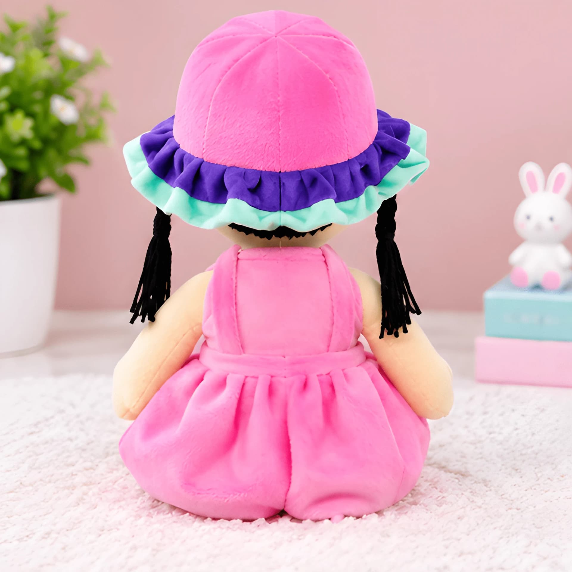 Pink Dress Girl Doll – Soft Plush Toy for Kids | 19 Inch – pretend play doll