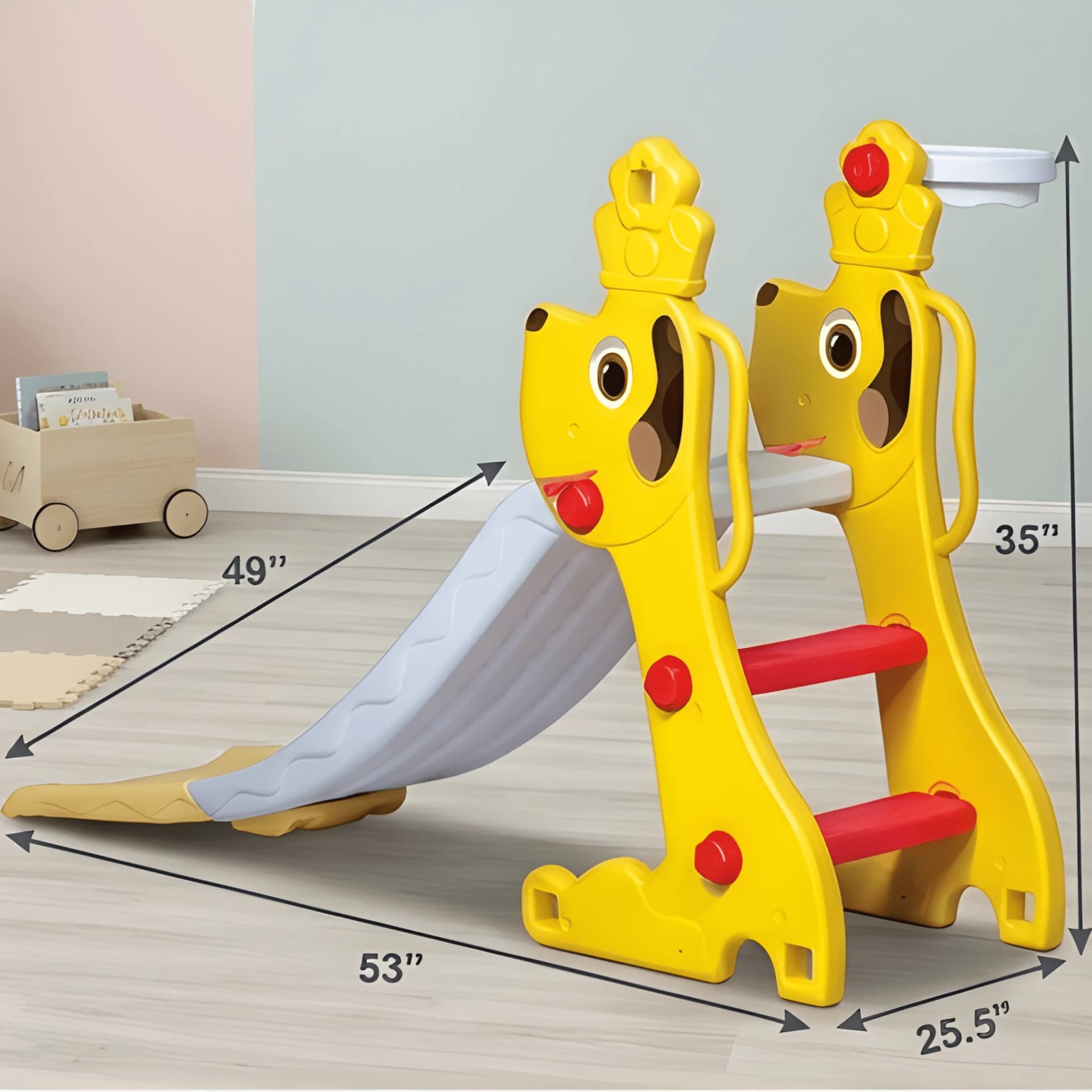 Dog Slide for Kids with Basketball Hoop – 2-Step Indoor & Outdoor Play Set