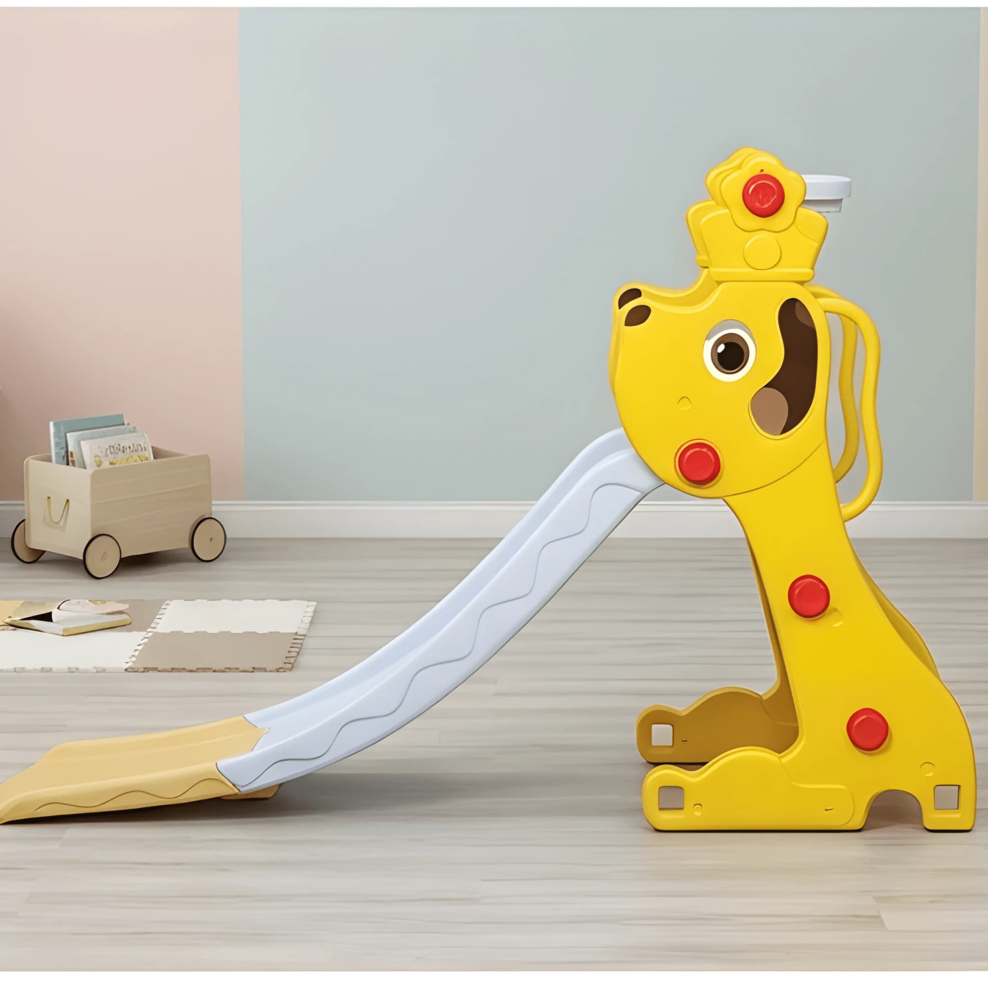 Dog Slide for Kids with Basketball Hoop – 2-Step Indoor & Outdoor Play Set – dog themed slide