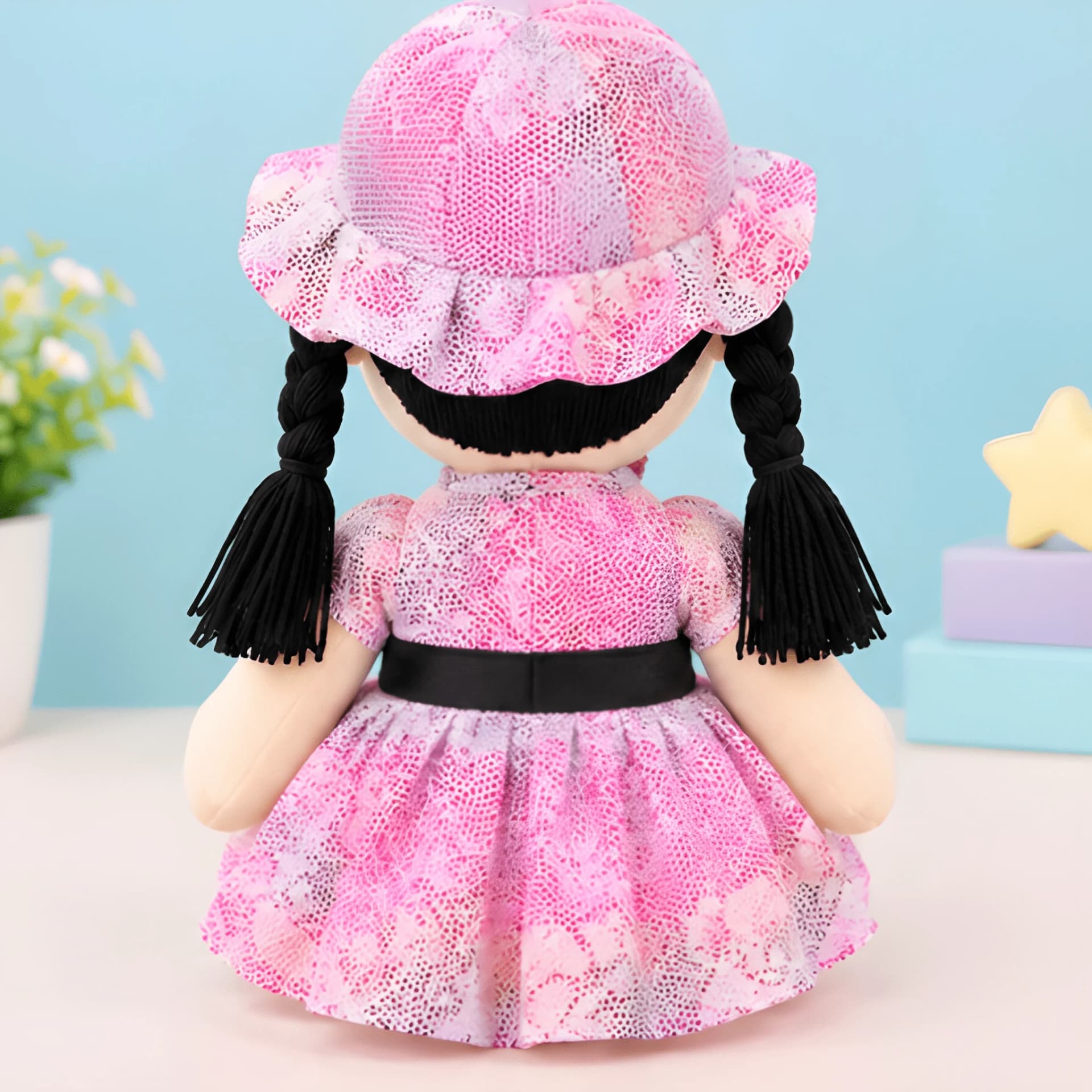 Soft Doll for Girls – Cute Plush Girl Doll with Pink Dress & Hat – doll toy for girls