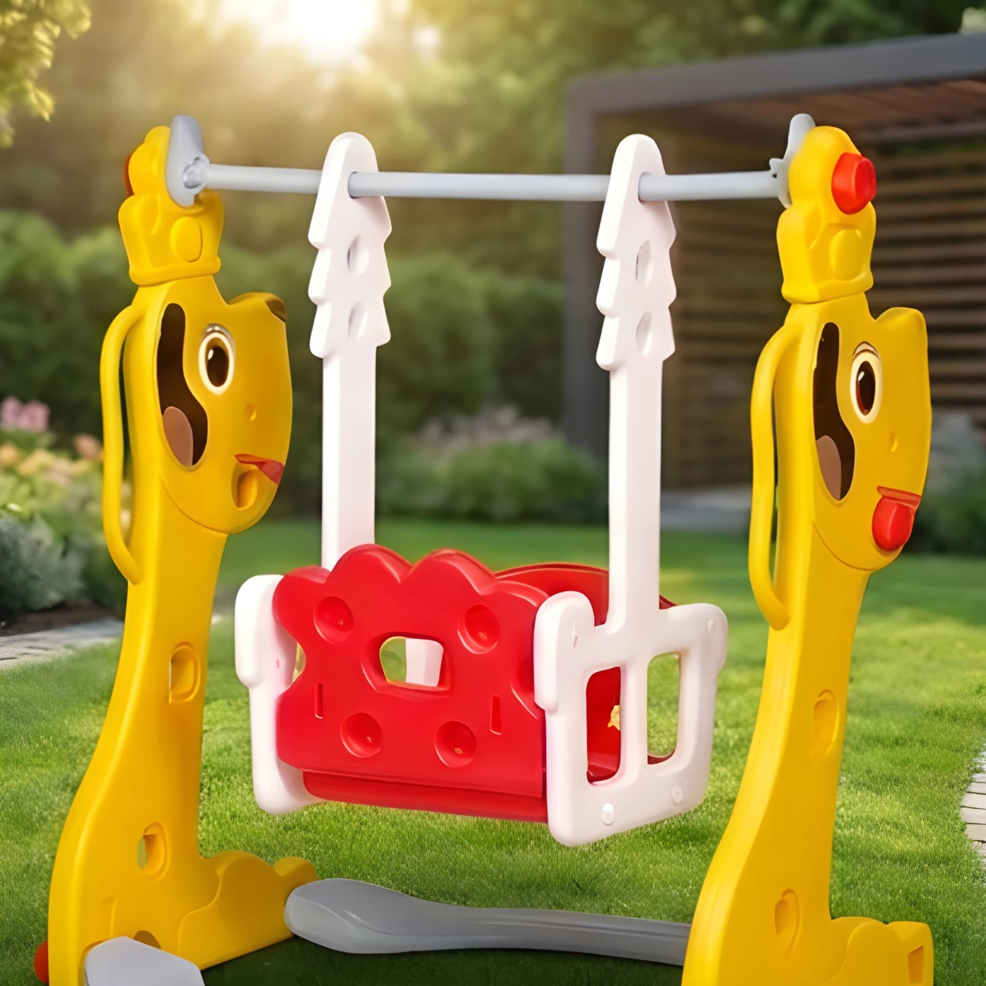 Dog Slide Combo for Kids – Slide, Swing & Basketball 3-in-1 Play Set – kids slide with swing