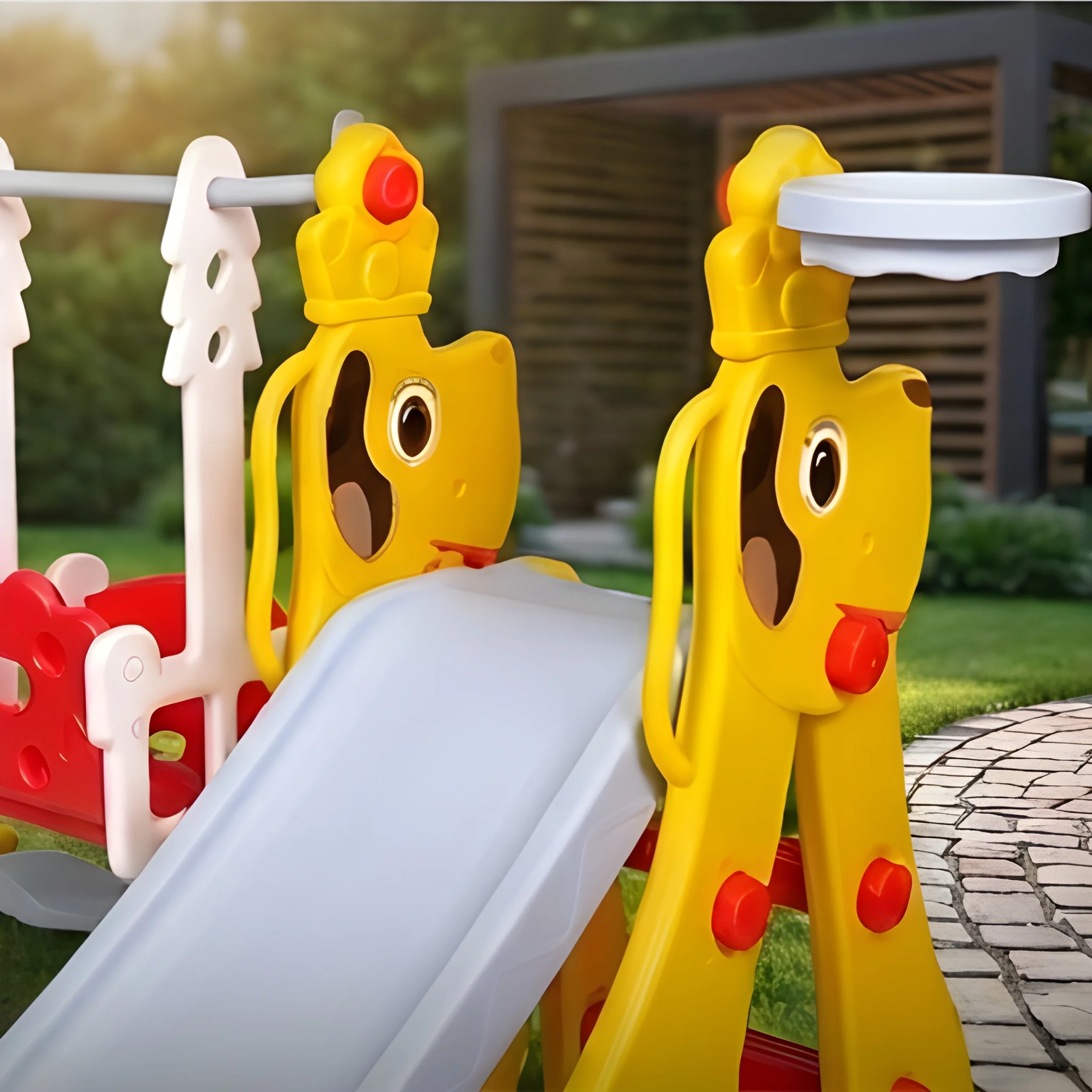 Dog Slide Combo for Kids – Slide, Swing & Basketball 3-in-1 Play Set – toddler slide combo