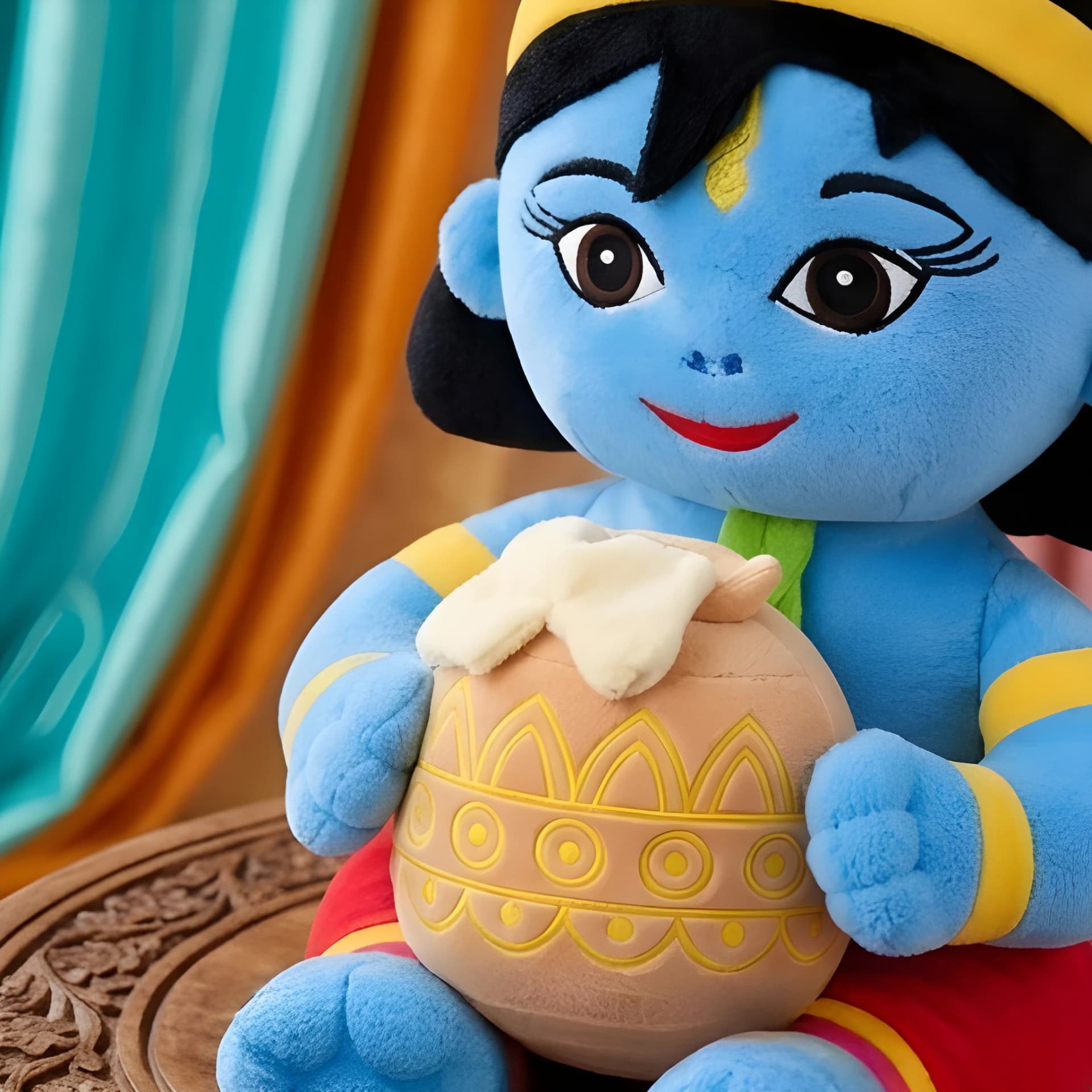 Baby Krishna Soft Toy with Matki – Bal Gopal Plush Doll for Kids | 15 Inch – baby krishna plush toy