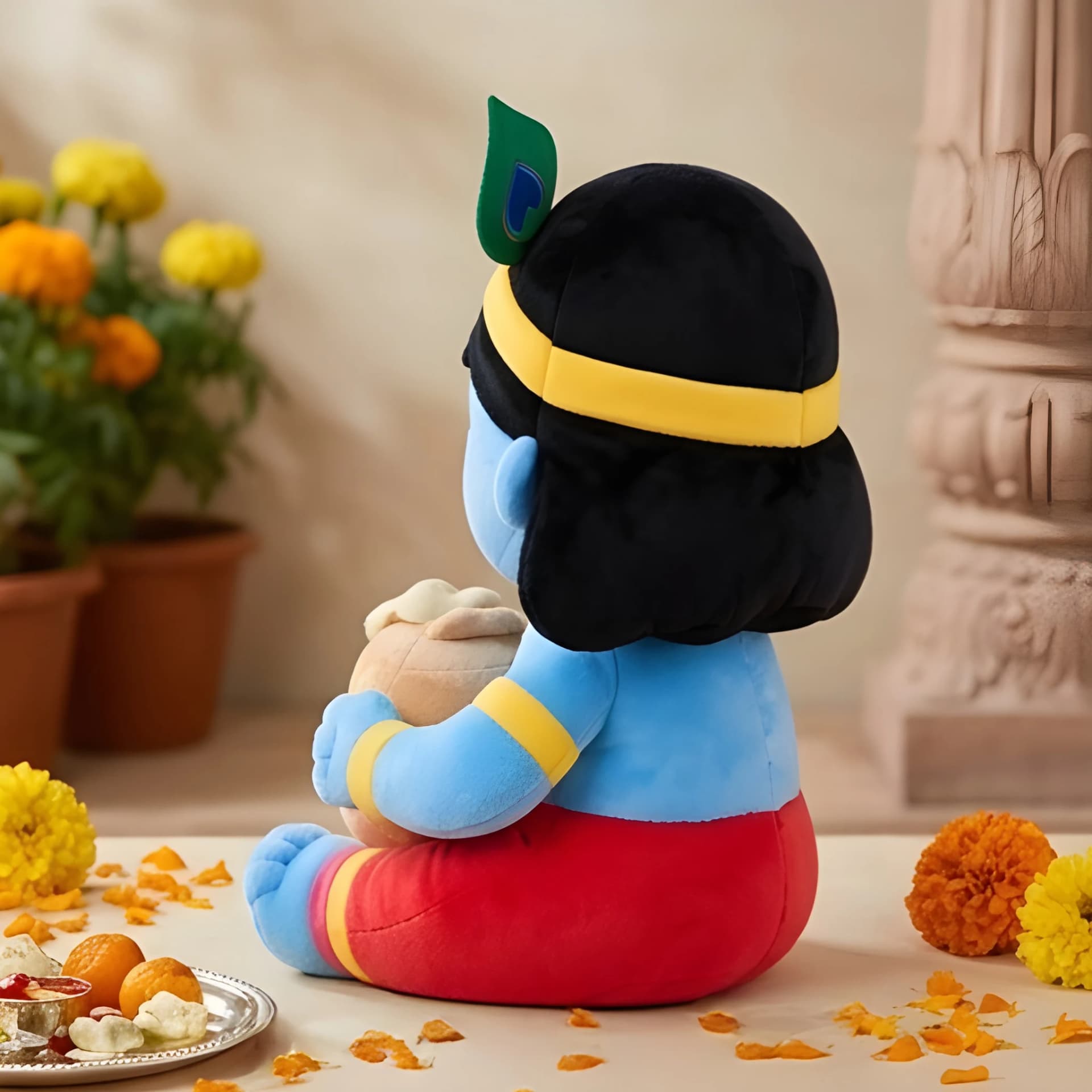 Baby Krishna Soft Toy with Matki – Bal Gopal Plush Doll for Kids | 15 Inch – bal krishna doll