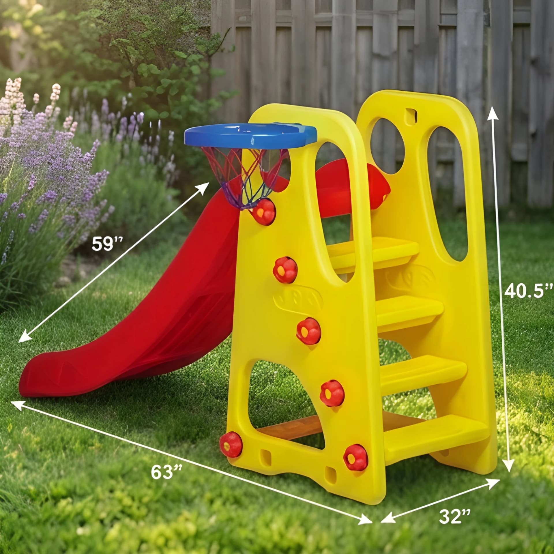 Royal Park Slide with Basketball Hoop for Kids
