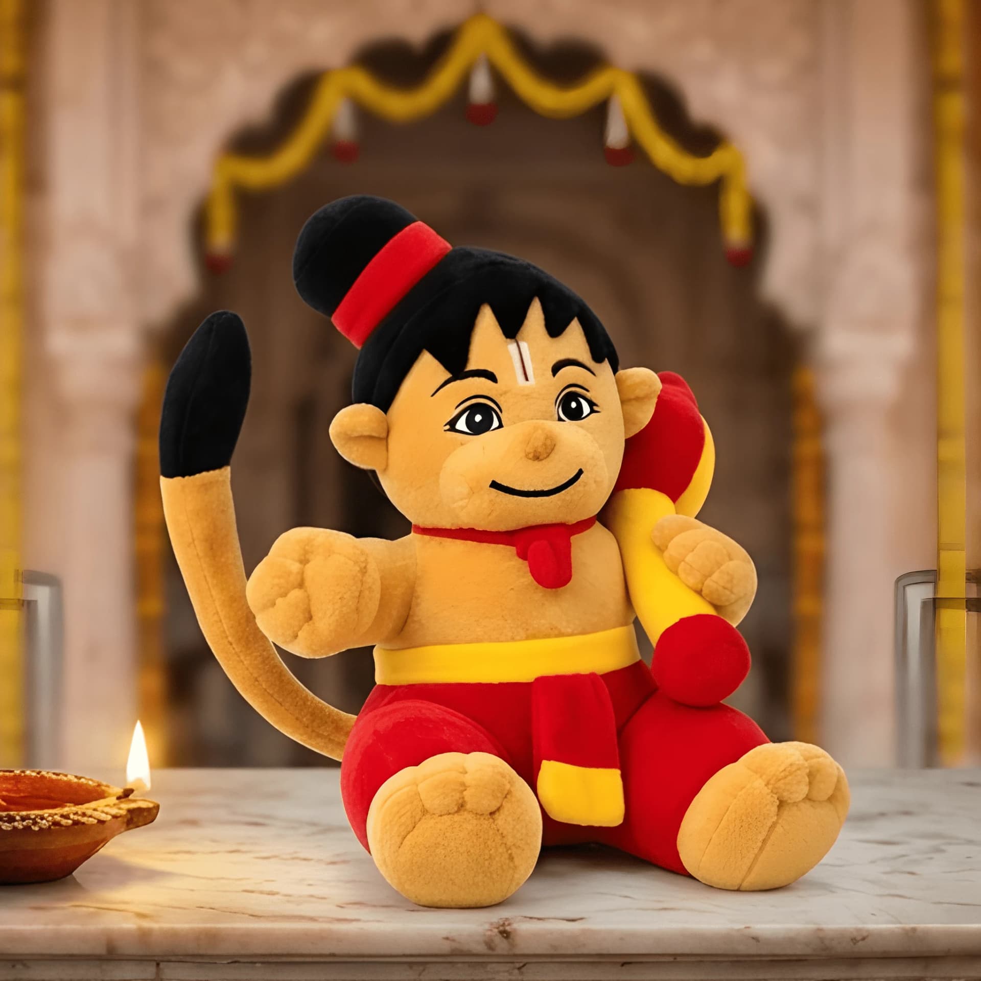 Baby Hanuman Soft Toy with Gada – Bal Bajrang Bali Plush Doll | 11 Inch