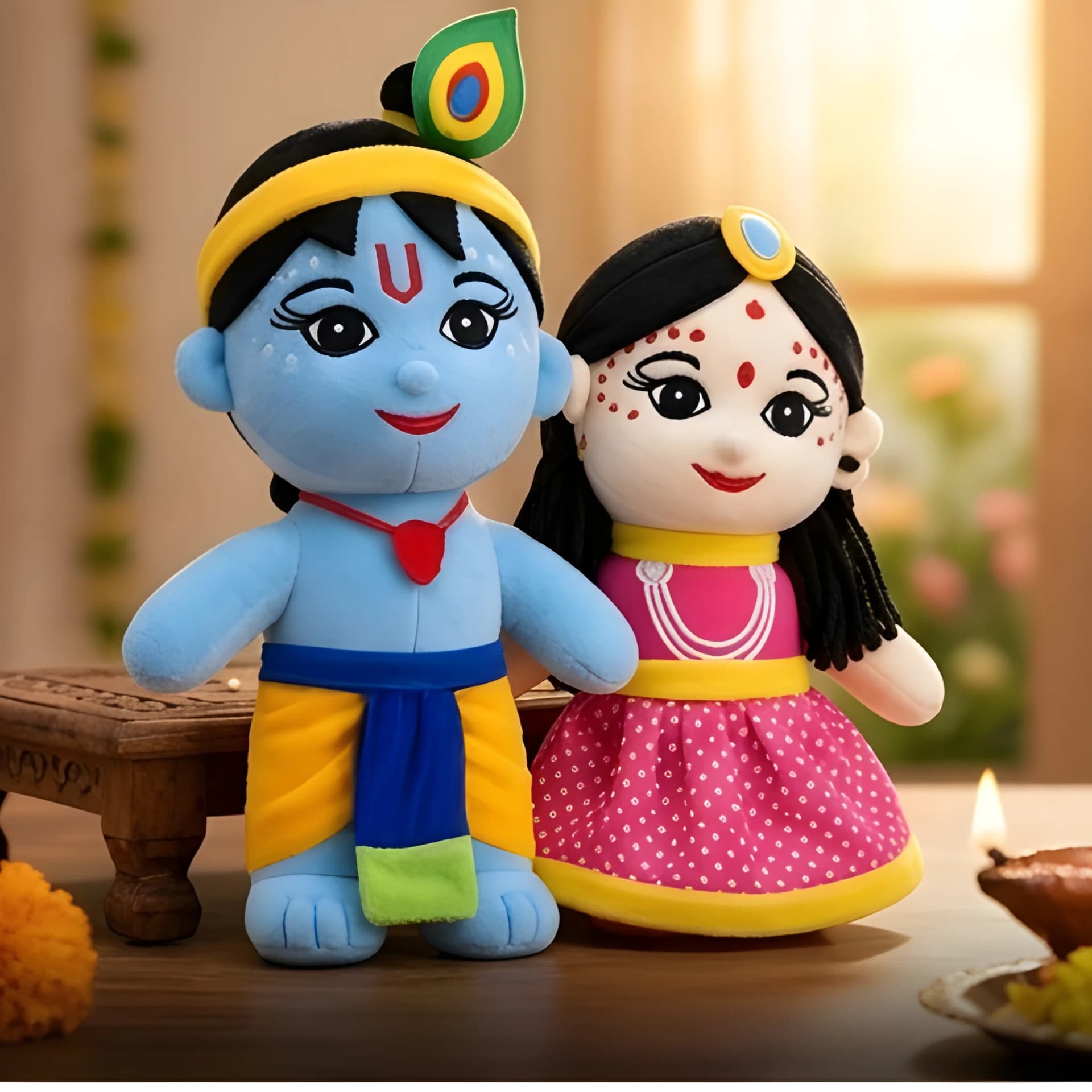 Radha Krishna Soft Toy Set – Cute Plush Duo for Kids | 8 Inch