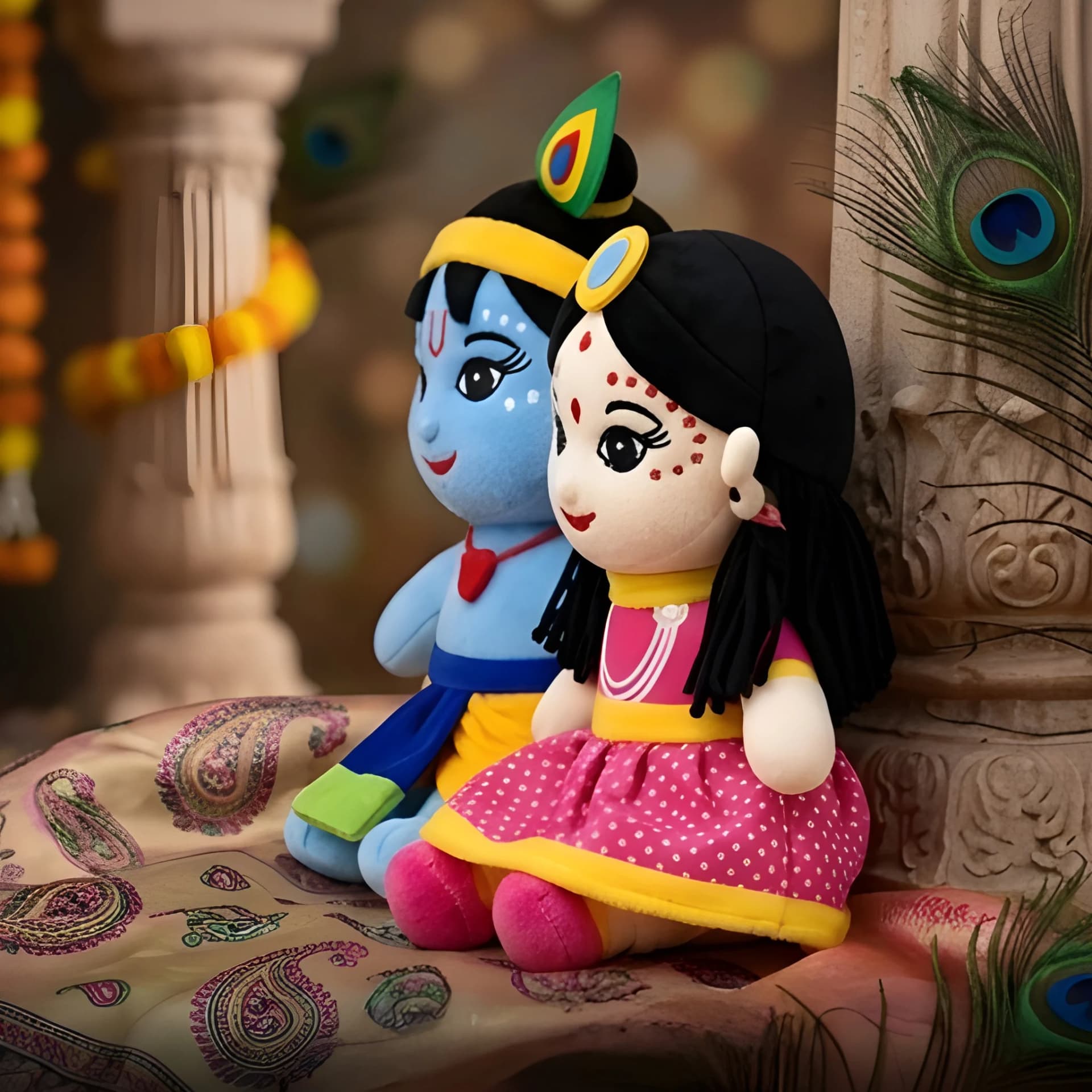 Radha Krishna Soft Toy Set – Cute Plush Duo for Kids | 8 Inch – radha krishna plush toy