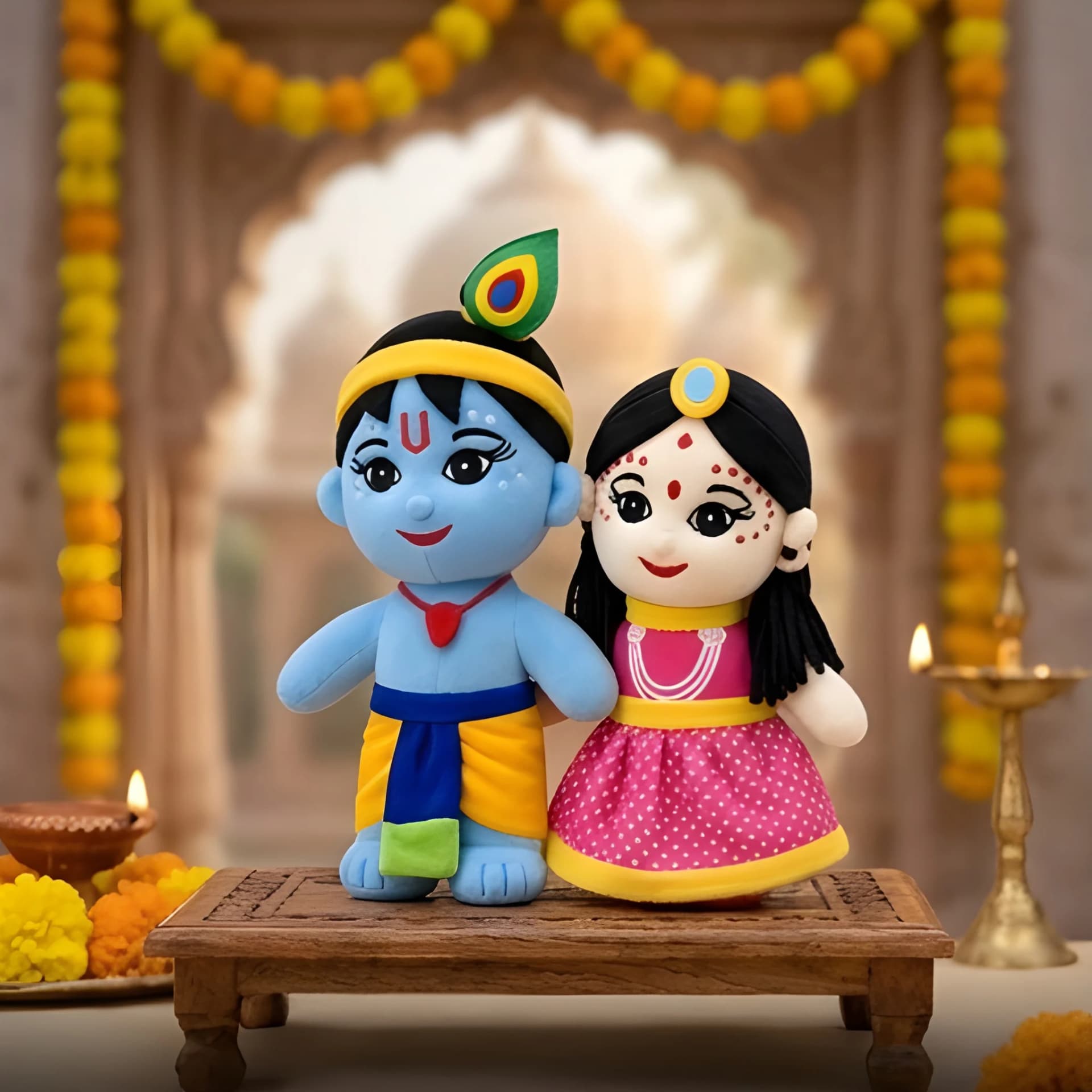 Radha Krishna Soft Toy Set – Cute Plush Duo for Kids | 8 Inch – radha krishna plush