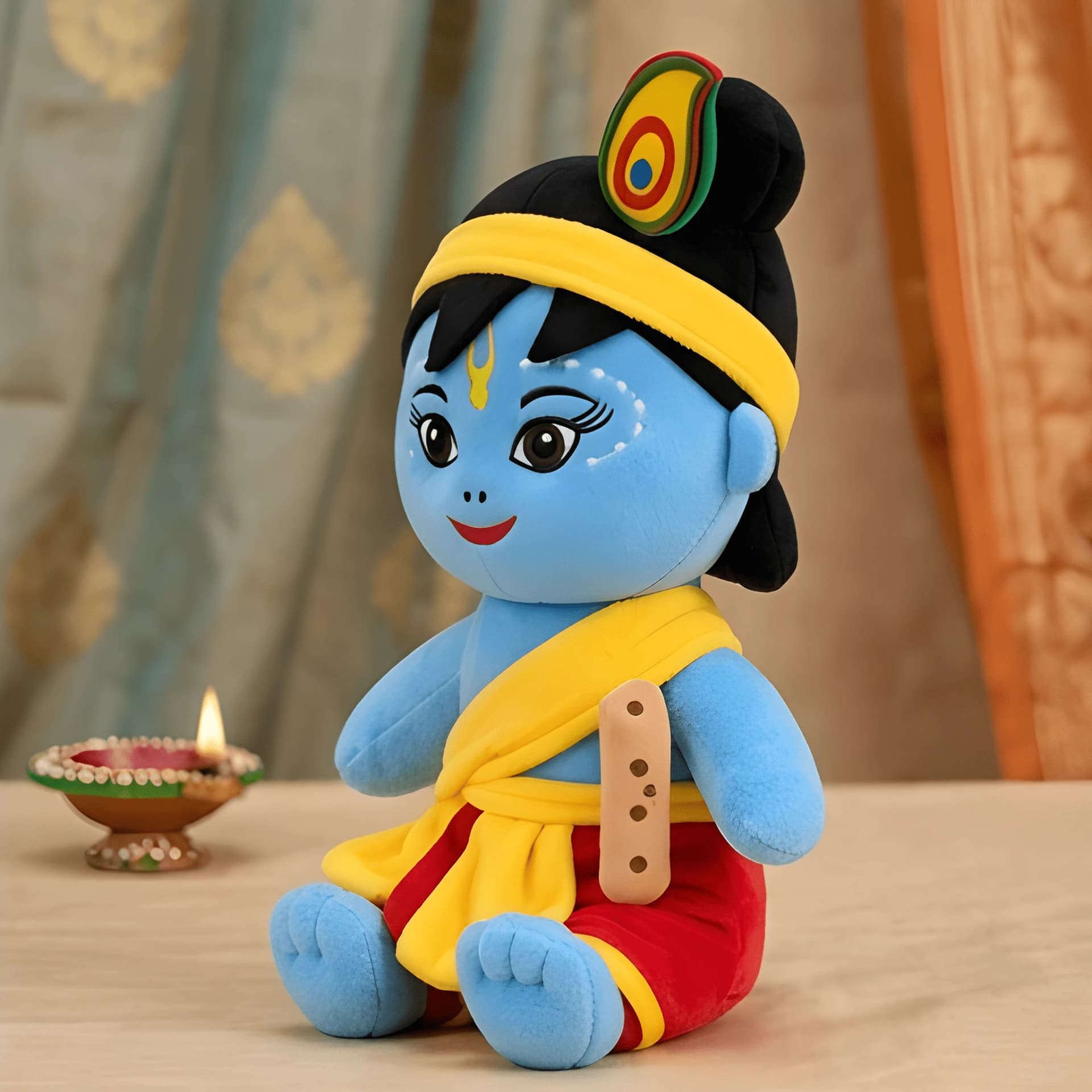 Bal Gopal Soft Toy with Murli – Kanha Ji Plush Doll | 14 Inch – bal krishna soft toy