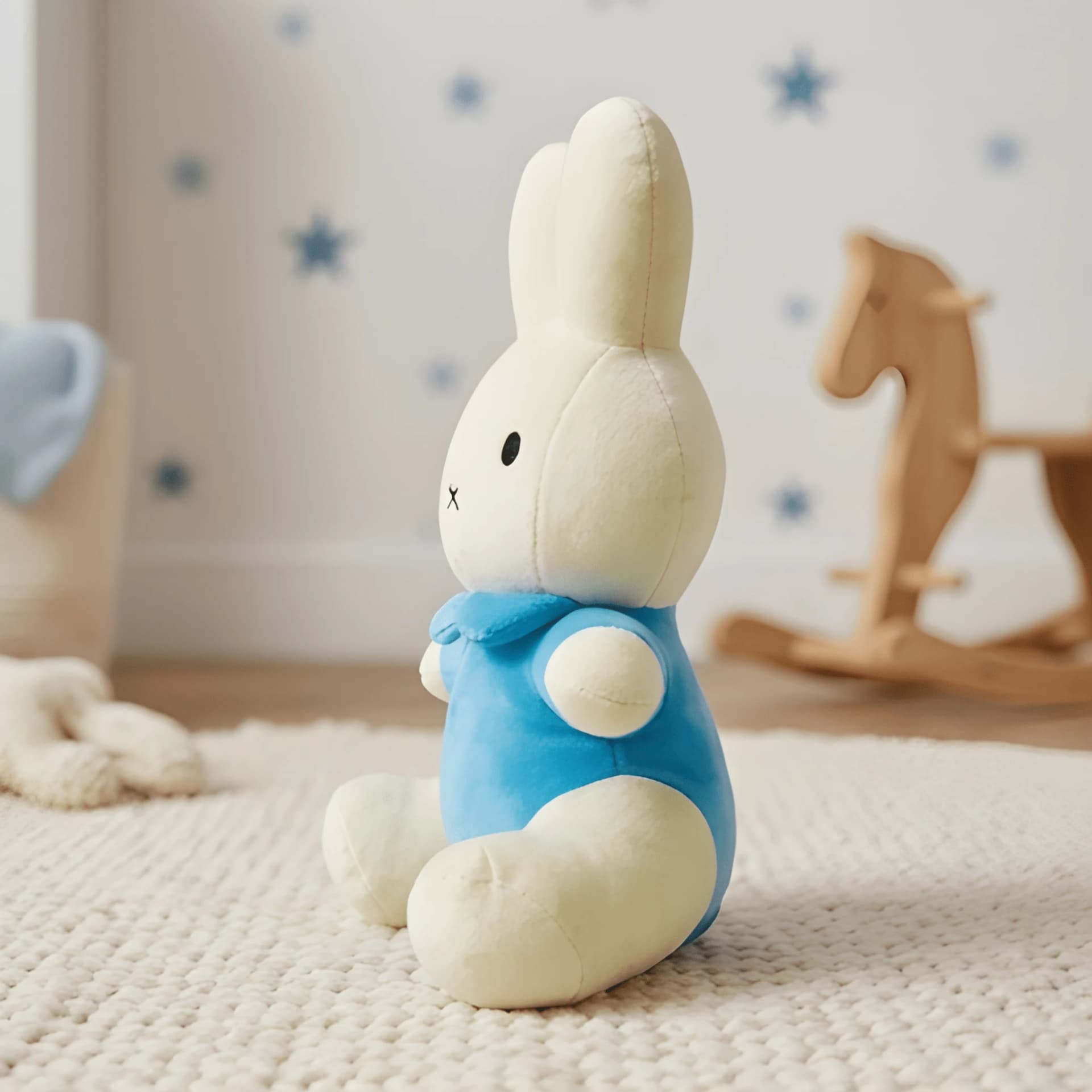 White Bunny Soft Toy – Rabbit Plush with Blue Dress | 16 Inch – soft bunny toy
