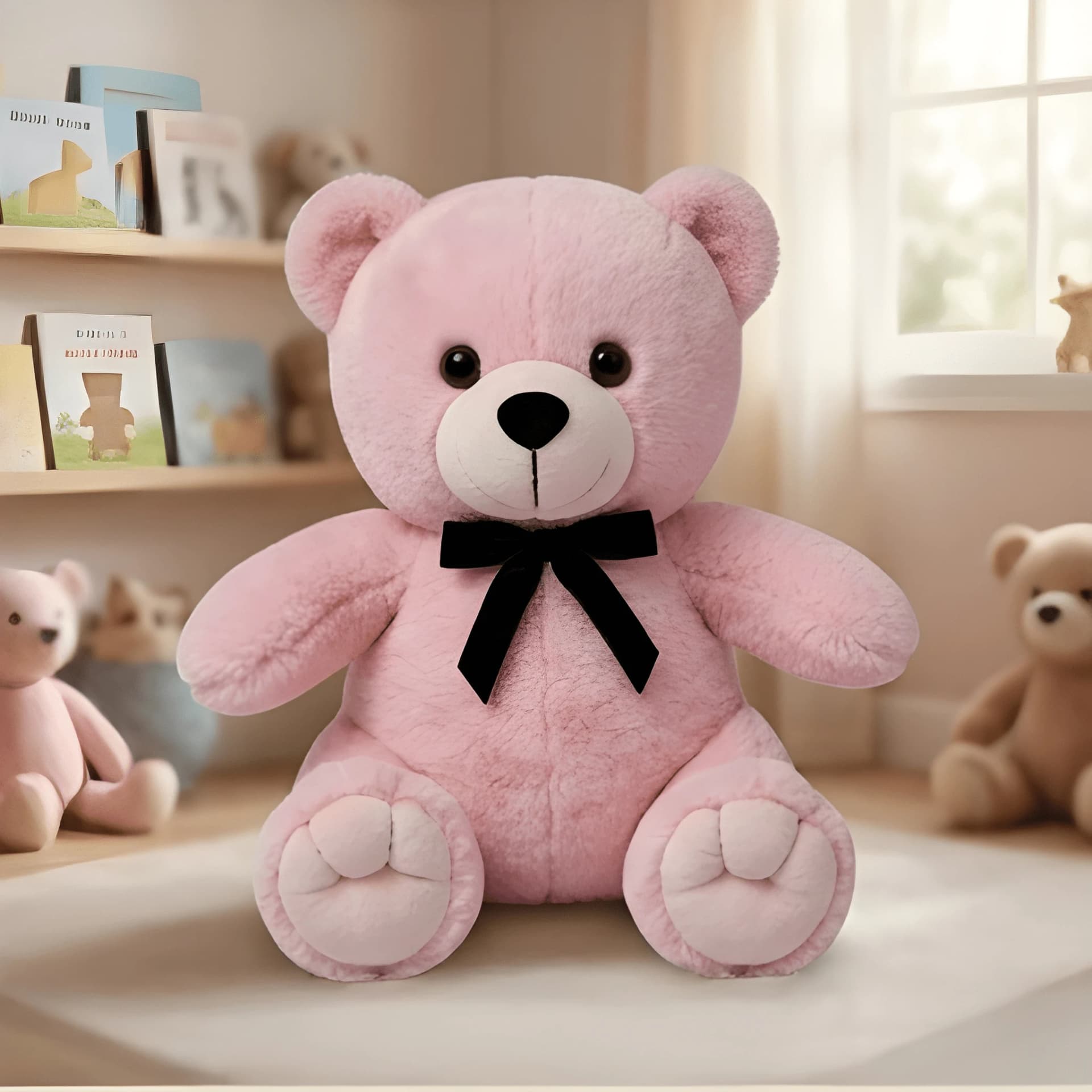 Classic Teddy Bear Soft Toy – Available in Pink & Cream – view 2