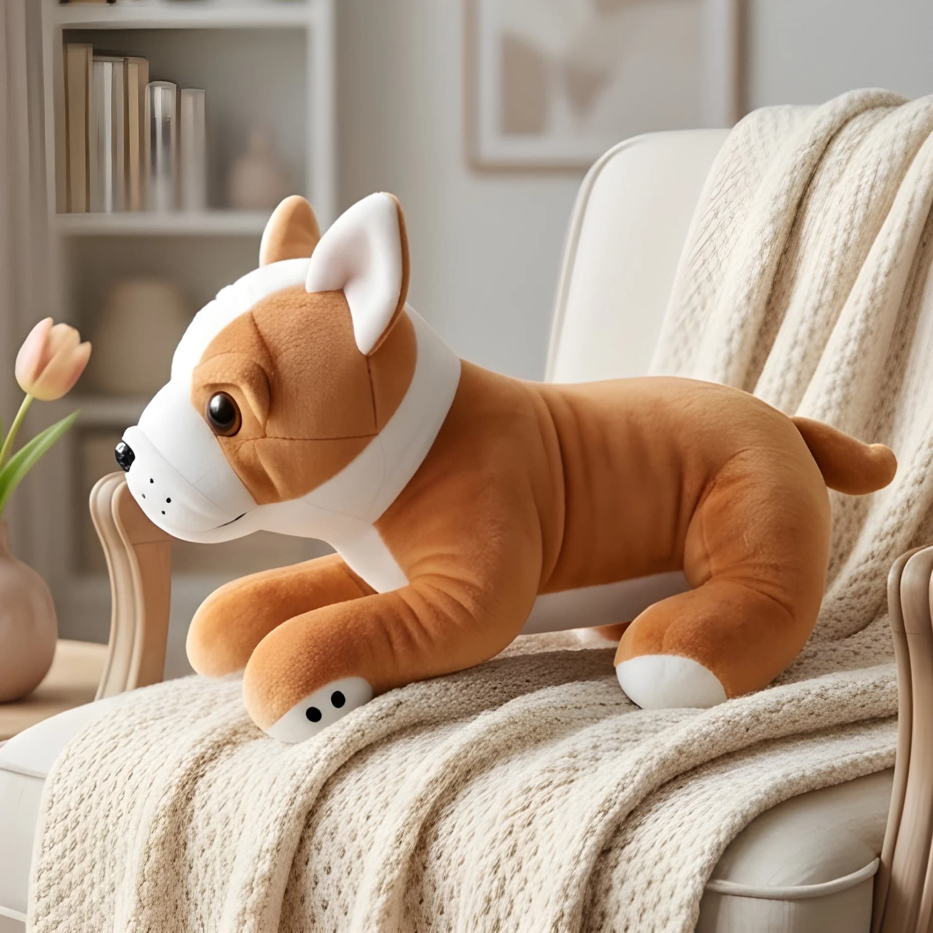 Bull Dog Soft Toy – Brown & White Plush Puppy with Floppy Ears – bulldog soft toy