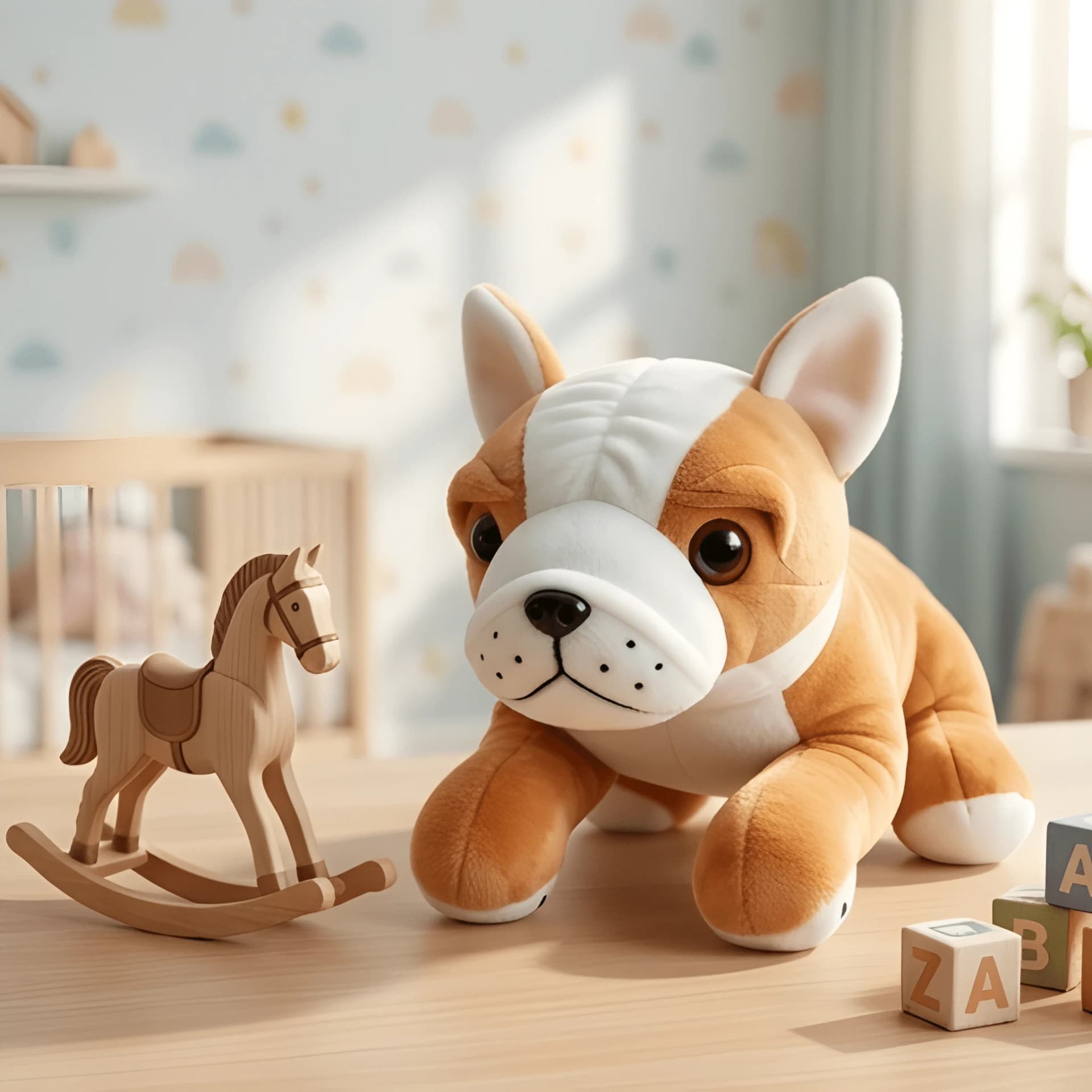 Bull Dog Soft Toy – Brown & White Plush Puppy with Floppy Ears – bulldog plush toy