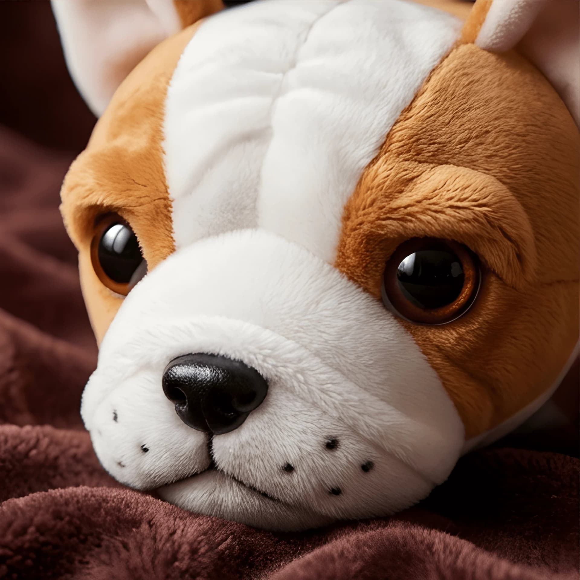 Bull Dog Soft Toy – Brown & White Plush Puppy with Floppy Ears – bull dog plush