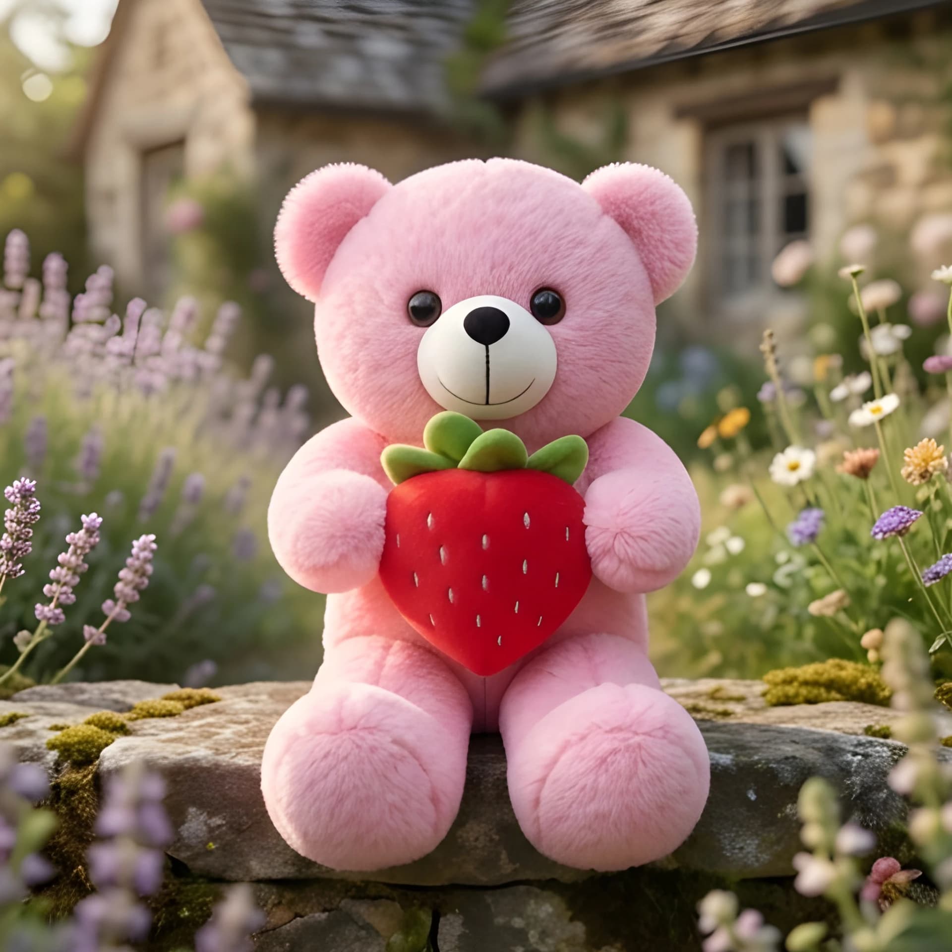 Strawberry Teddy Bear Soft Toy – Pink Plush Bear | 24 Inch