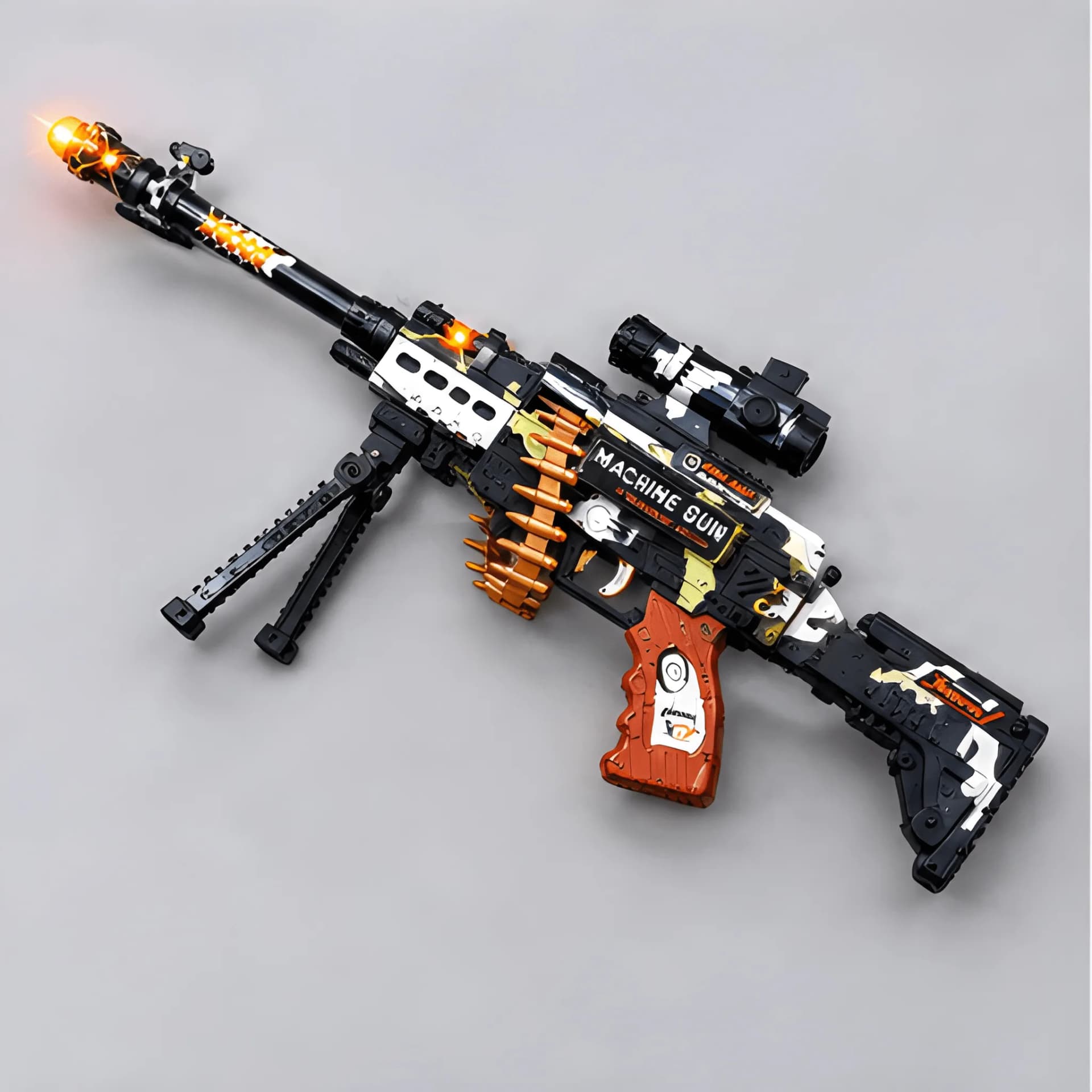 Military Toy Machine Gun – Light & Sound, Red Laser & Rotating Bullet Belt – military toy gun