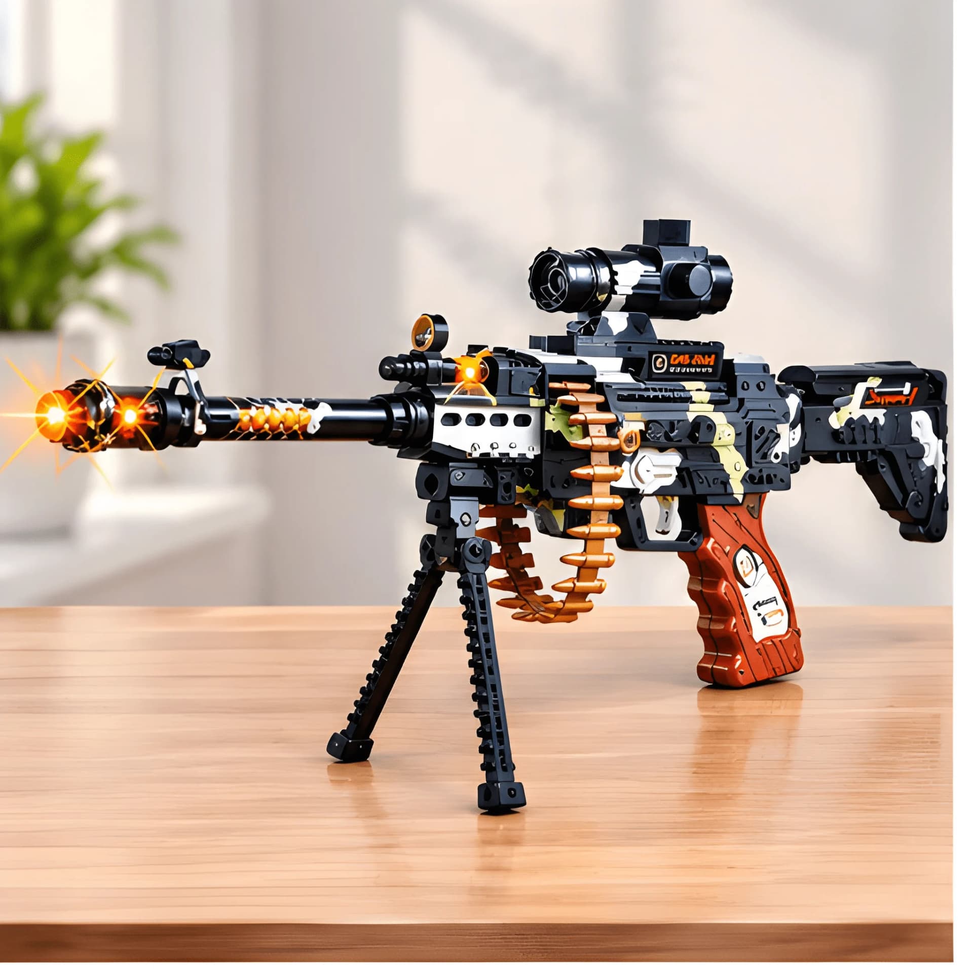 Military Toy Machine Gun – Light & Sound, Red Laser & Rotating Bullet Belt – military machine gun toy