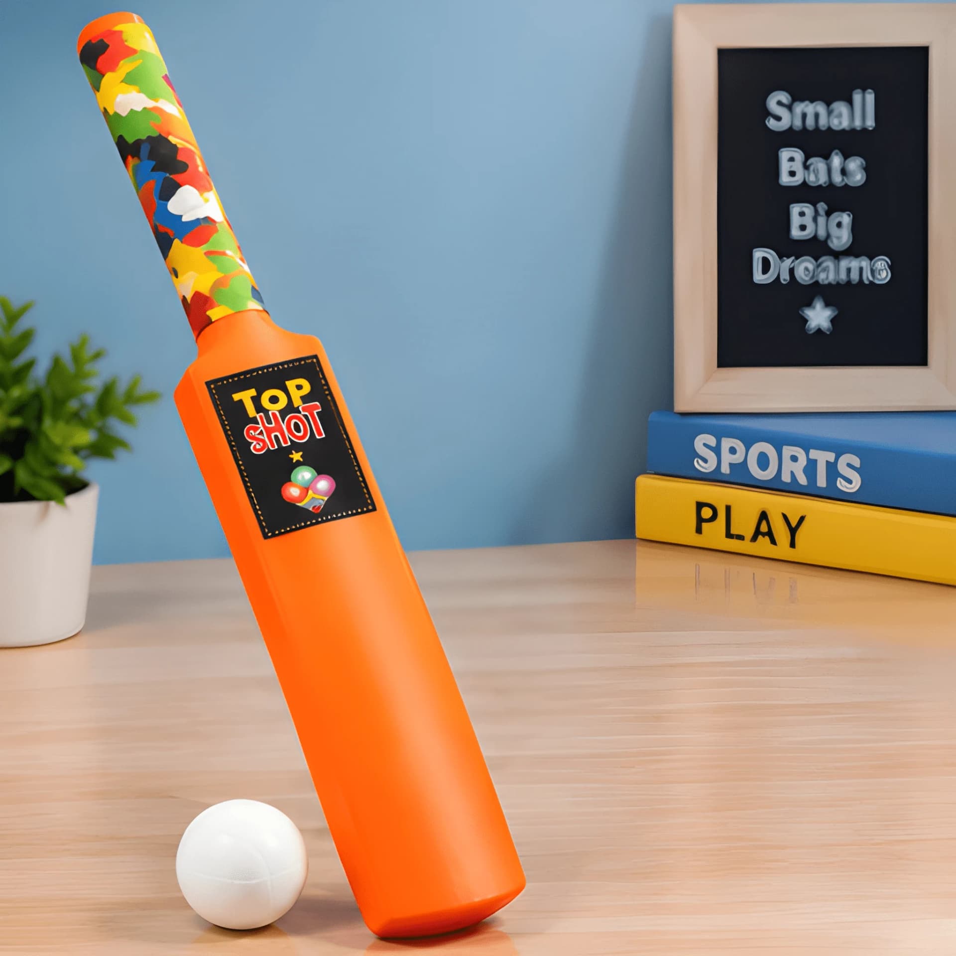 Plastic Cricket Bat with Ball – Colourful Cricket Bat for Kids – view 5