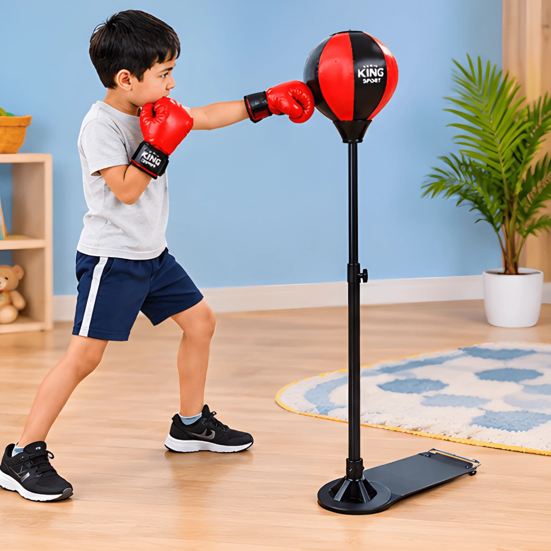 Punch Boxing Stand for Kids with Gloves & Pump | Adjustable Punch Ball – boxing set for kids