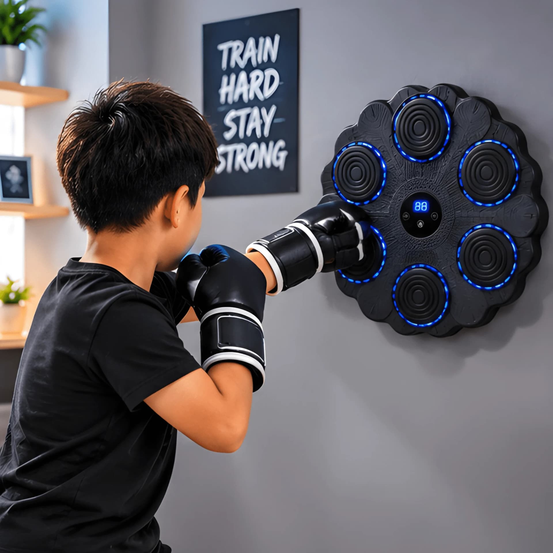 Punch Power Machine for Kids – LED Boxing Target with Music & Score Display – kids punching machin